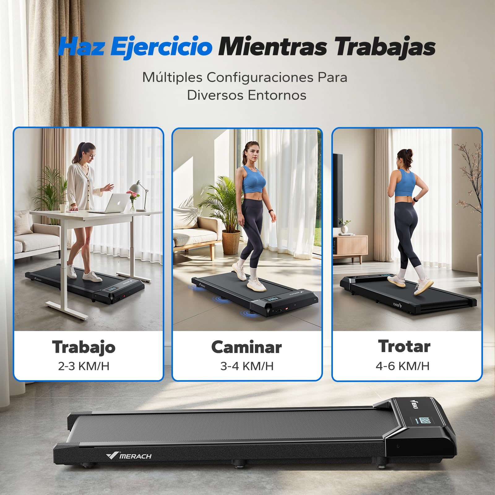 MERACH T21 Cinta de Correr, 3 en 1 Cinta de Andar, 2.5HP Walking Pad | Caminadora Electrica para Casa, Treadmill Compacta para casa y Oficina, App, Pantalla LED, Control Remoto Magnético