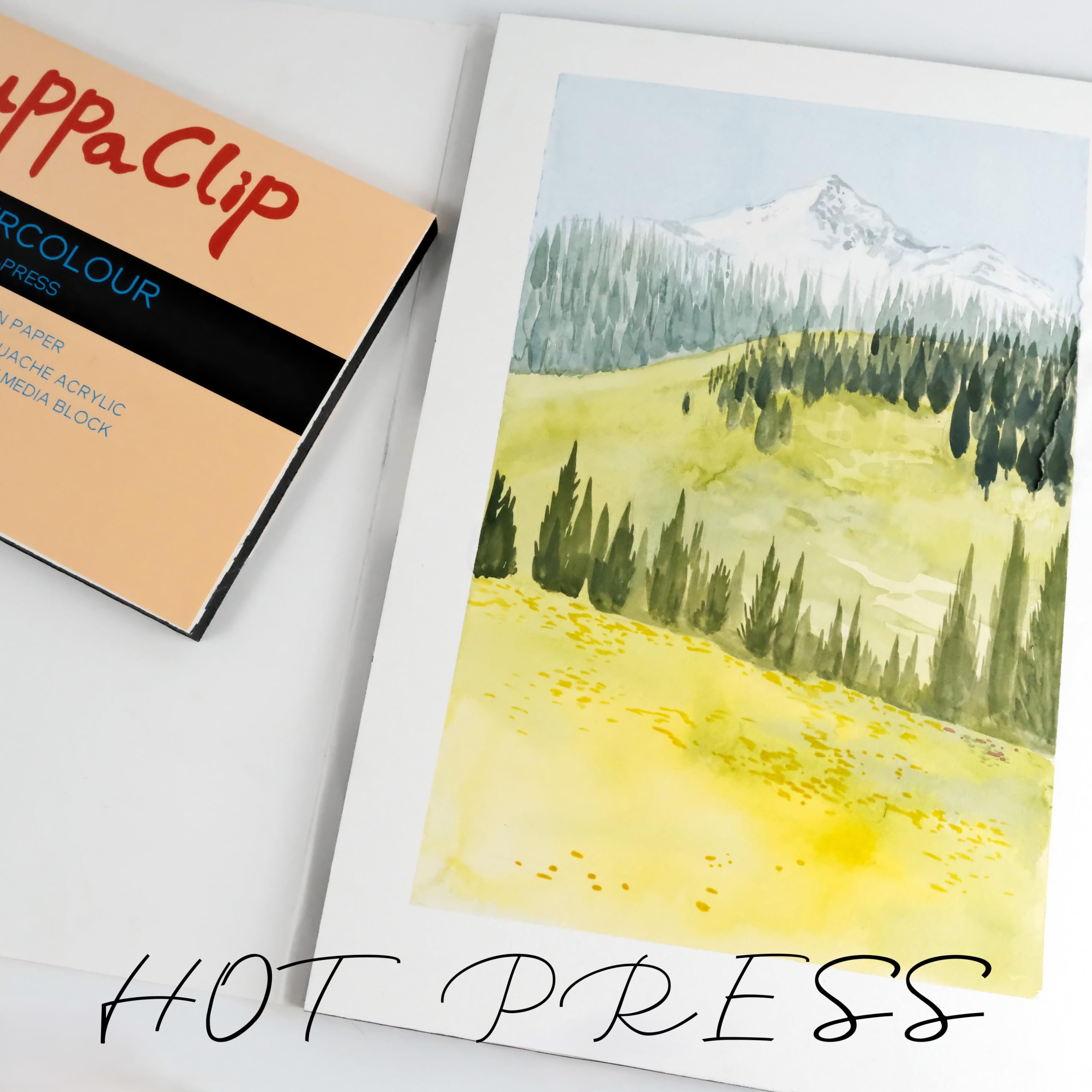 CuppaClip Bloc de papier aquarelle en pur coton 300 g/m² - Sans acide - 20 feuilles - Fournitures d'art aquarelle (presse à froid, 25,9 x 17,8 cm)