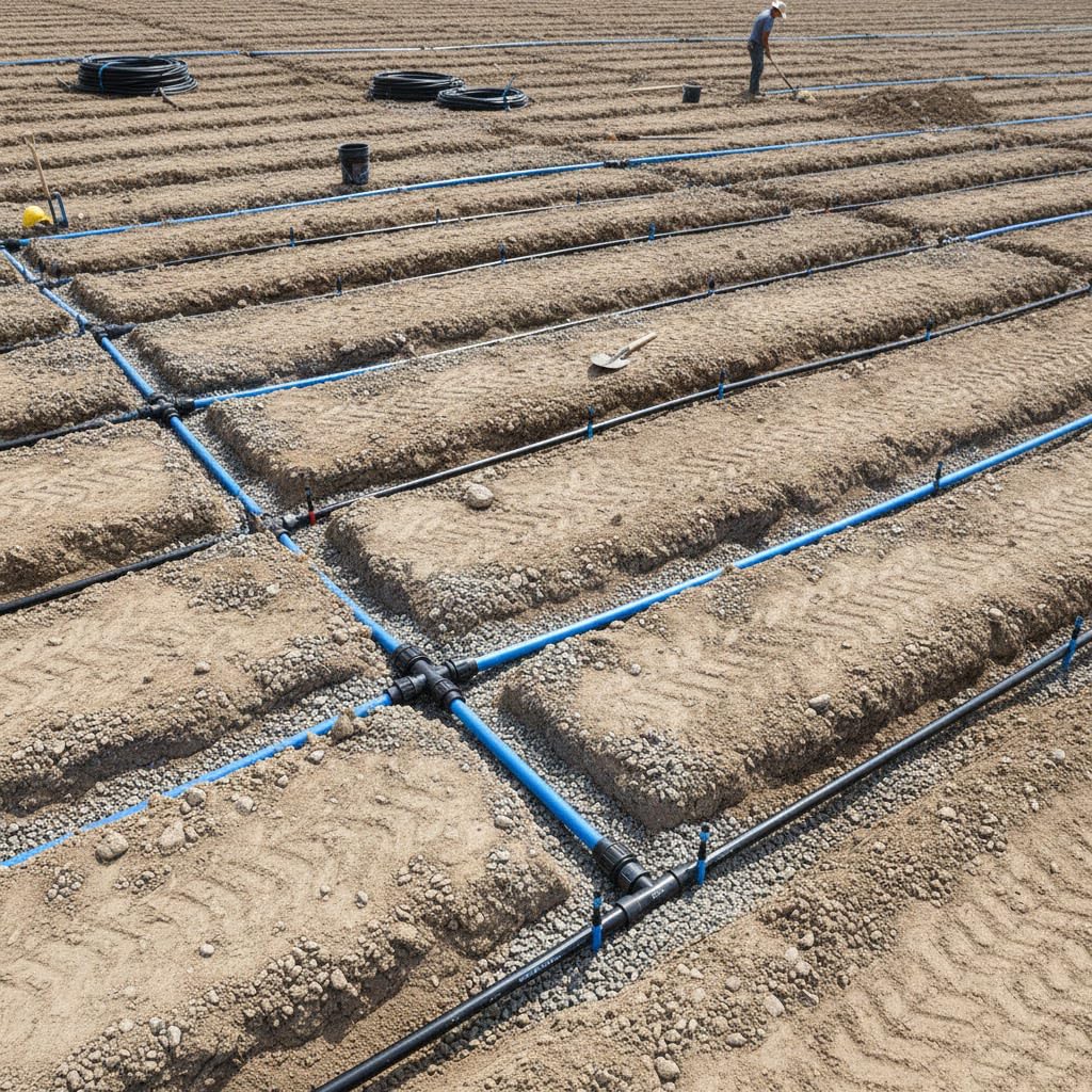 Confezione 4 x TE 50-40-50 mm POLIETILENO. Prodotto certificato AENOR utilizzato su tubi PE 50 mm 1 1/2" e PE 40 mm 1 1/4" per uso idraulico, irrigazione e cantiere.