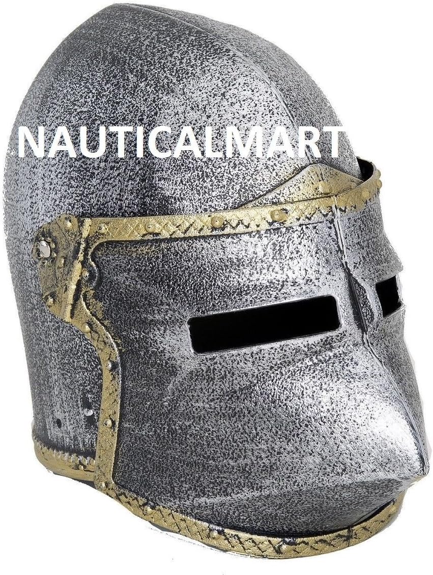 NauticalMart Renaissance Armor Medieval Crusader Knight Pig Face Helmet Silver