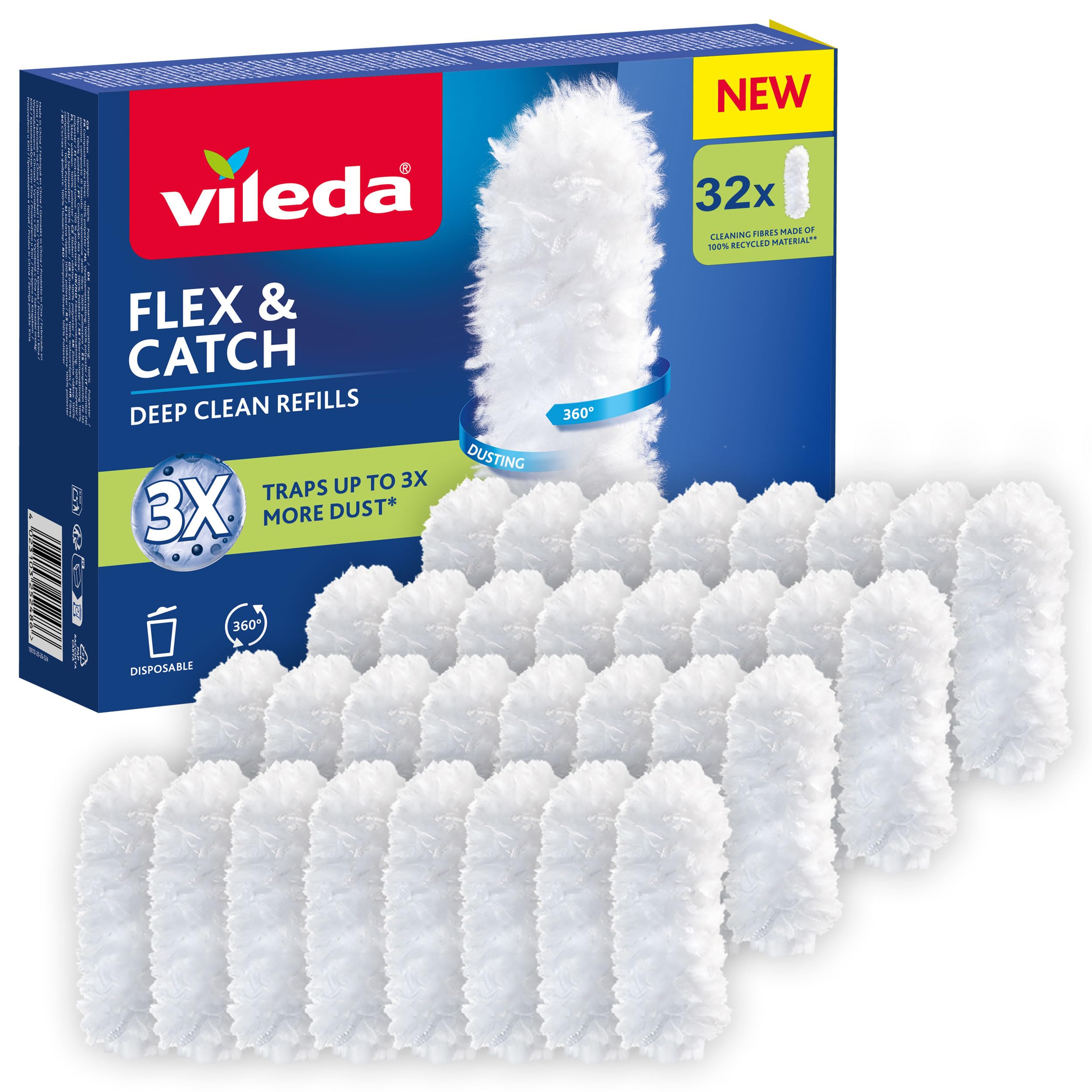 Vileda Flex&Catch piumino di ricambio | Deep clean refills | Cattura fino a 3 volte più polvere rispetto ai piumini tradizionali