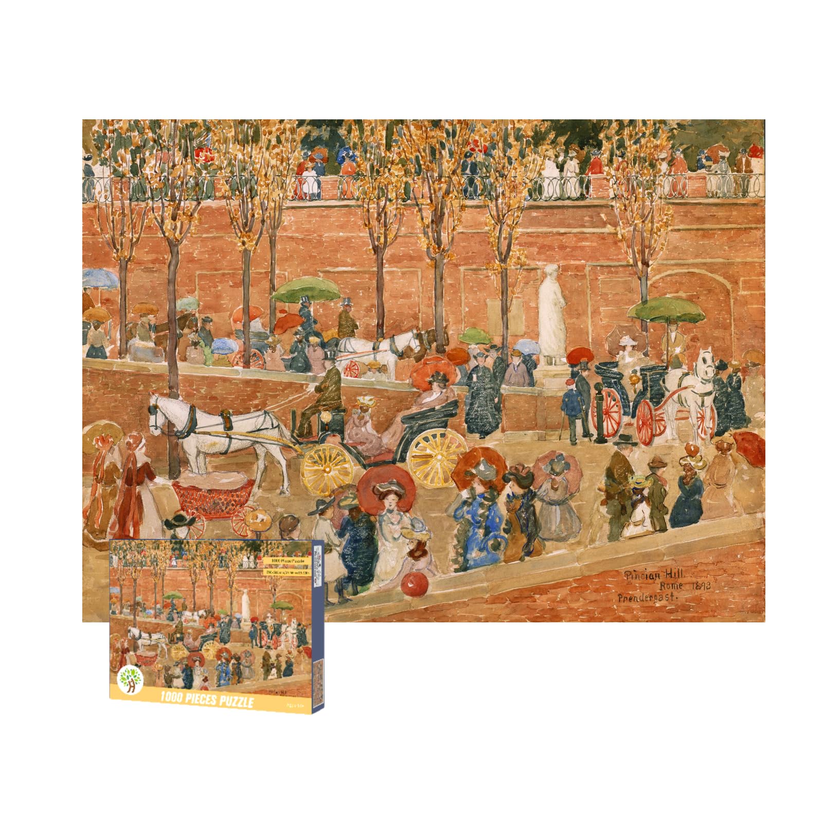 Jigsaw Puzzles 1000 Pieces Puzzles for Adults Art Puzzles Museum Collection Famous Paintings Jigsaw Puzzles, Art Famous Oil Painting Jigsaw Puzzle 1000 Pieces (Pincian Hill, Rome)
