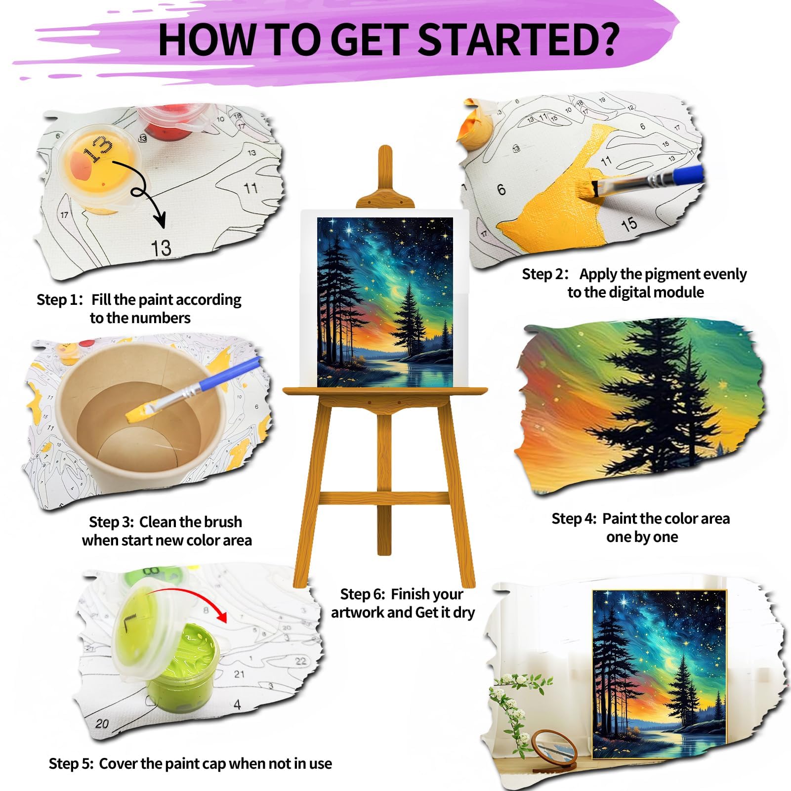 YALKIN Paint by Numbers Kits for Adults Painting by Number Kits On Canvas,Without Frame DIY Color Oil Painting Acrylic Paints,Home Wall Decor 16x20in/40x50cm - Image 6