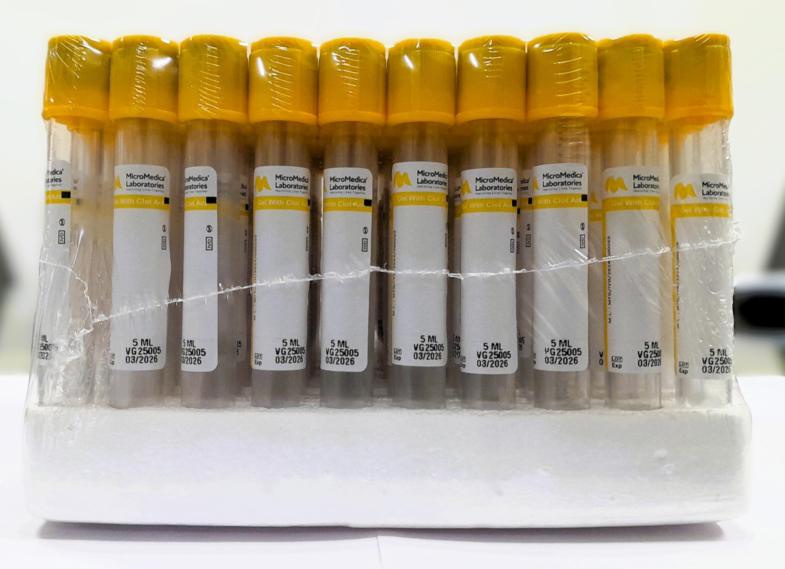 Diagnoware® Vacuum Blood Collection Tubes, 3.5ml, Pack of 100, Yellow top