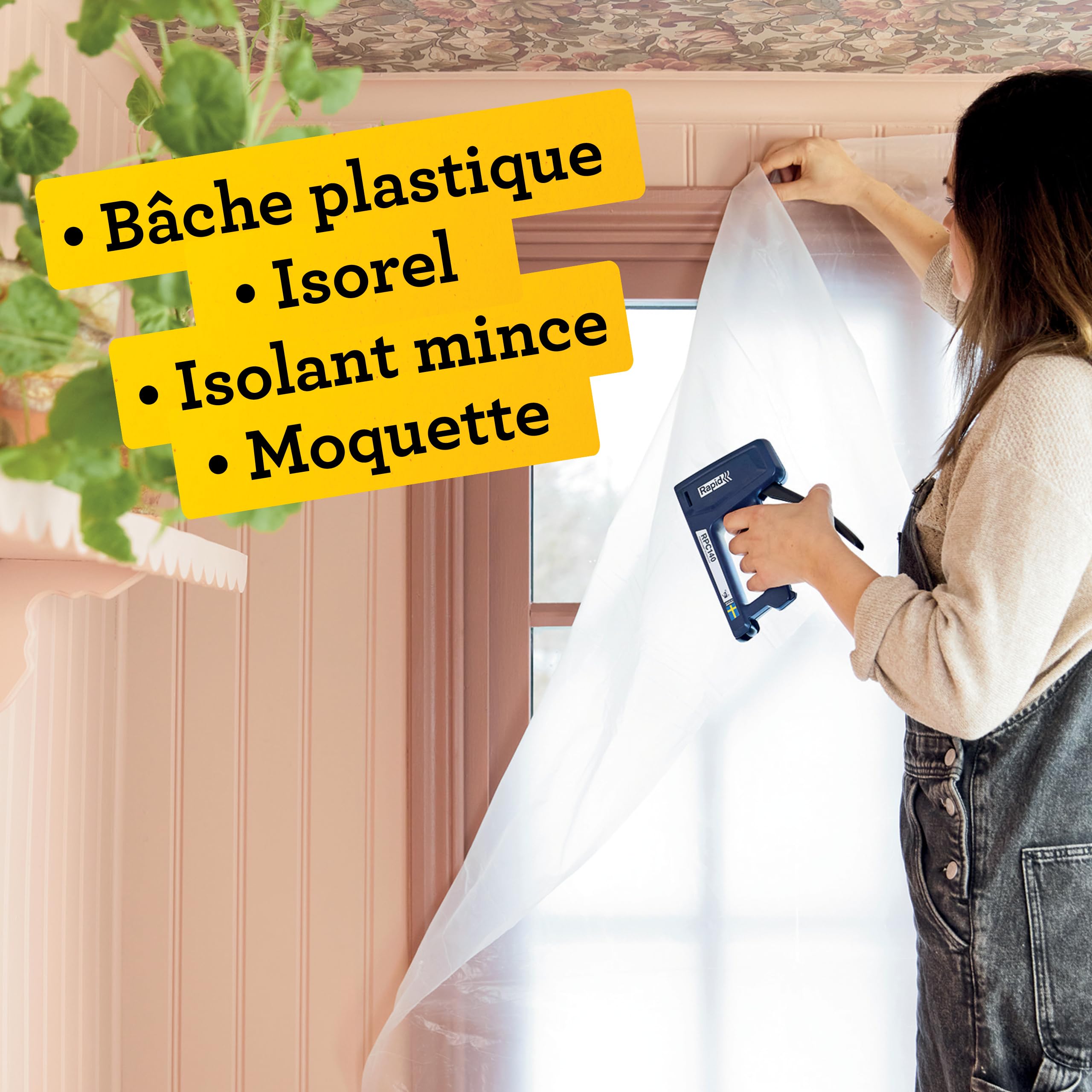 RAPID RPC140 - Kit Agrafeuse Murale Manuelle Textile, Plastique, Agrafeuse Bois, Tapissier, 50% Plus Facile à Utiliser, Agrafes jusqu'à 16 mm, Fabriquée en Suède, Inclus 860 Agrafes (5001750)