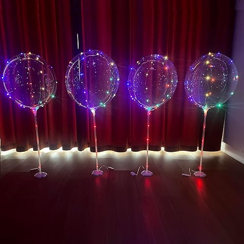 Miniatura 7 de Lightsfever Rainbow colors LED light up balloons, 6pc LED Light up Balloon with sticks, stands and batterys, centerpieces for party no helium Arcoír