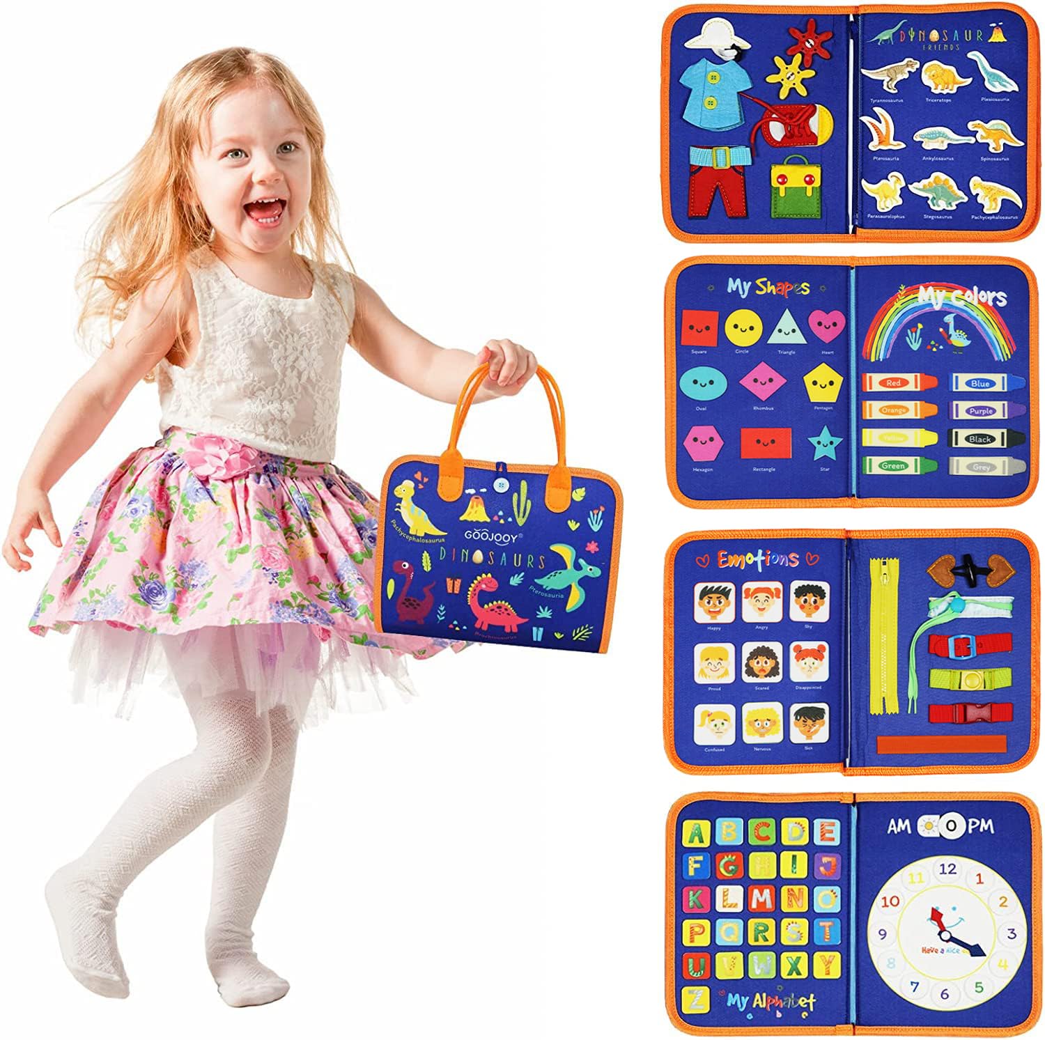 GOOJOOY Busy Board Montessori Juguetes Niños 1 2 año, 20 in 1 Portátil Activity Board Juguetes 1 2 3 + Años Niños, Aprende Educación Básico Temprana Habilidade Juguetes