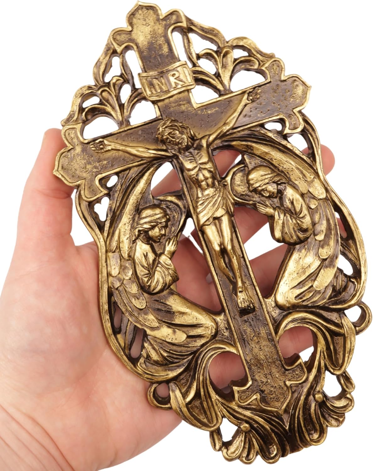 Needzo Elegant Adoration Wall Crucifix, Religious Art for Home and Sanctuary, 8 Inches