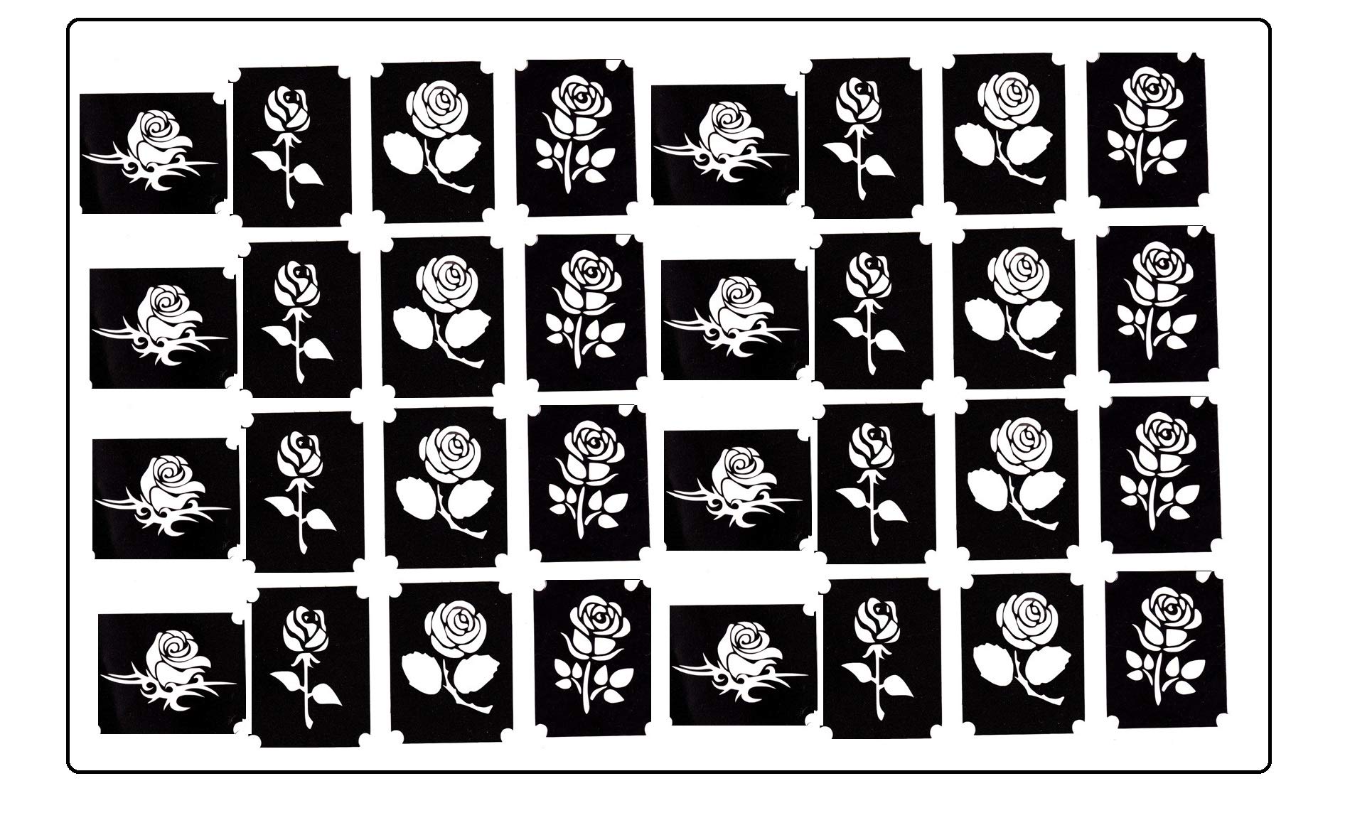 Flower Tattoo Stencil Collections (32 Tattoo Glitter Airbrush Stencil Rose)
