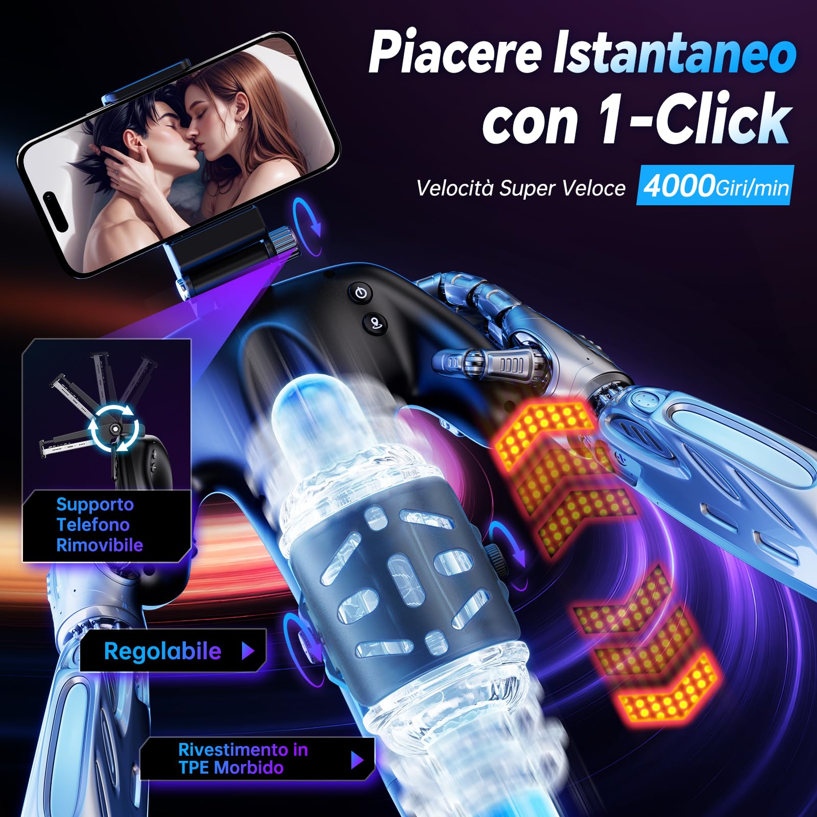 Masturbatore Uomo Masturbatore Maschile Sex Toys - Masturvatore per Uomo con Supporto per Telefono e Pulsanti di Controllo su Entrambi i Lati, 5 Modalità di Spinta & 1-10 cm, Sexytoysys Coppia Sex Toy