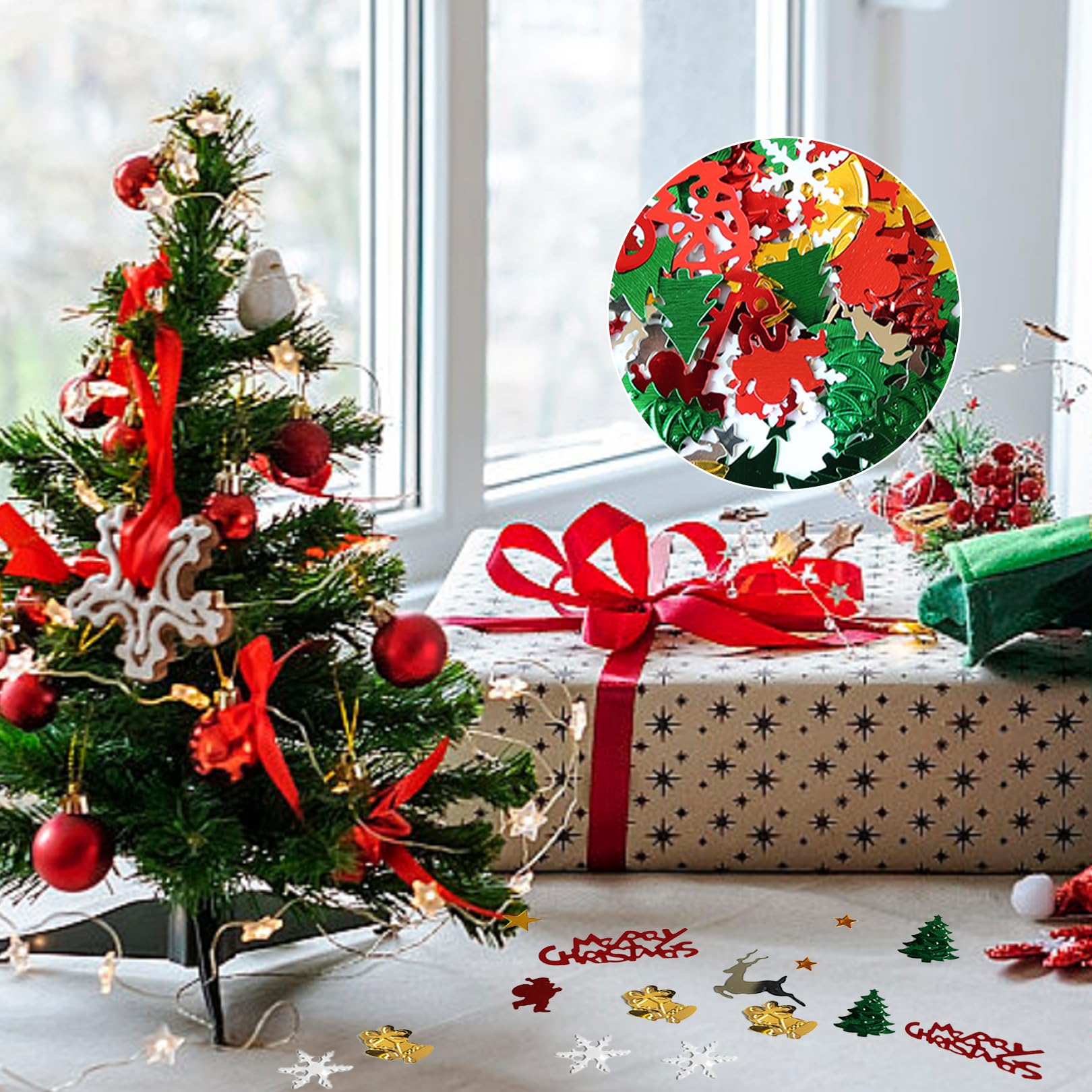 Weihnachts-Konfetti – 30 G, Bunt, Mit Schneeflocken, Rentieren & Weihnachtsmännern, Für Tischdeko, Feiern & Bastelprojekte