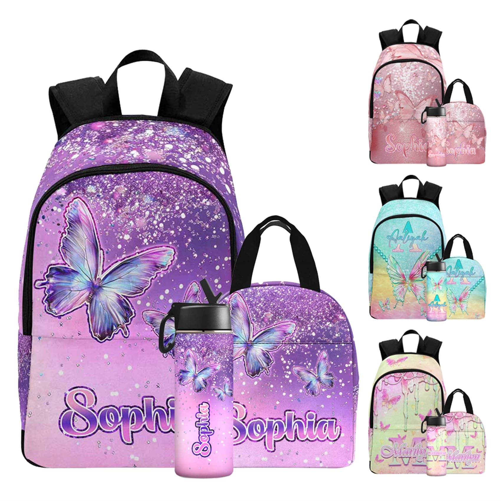 MyPupSocks Customize Casual School Backpack for Girls, Personalized Kids Schoolbag Shoulder Bag Custom Travel Daypack for Students Customized