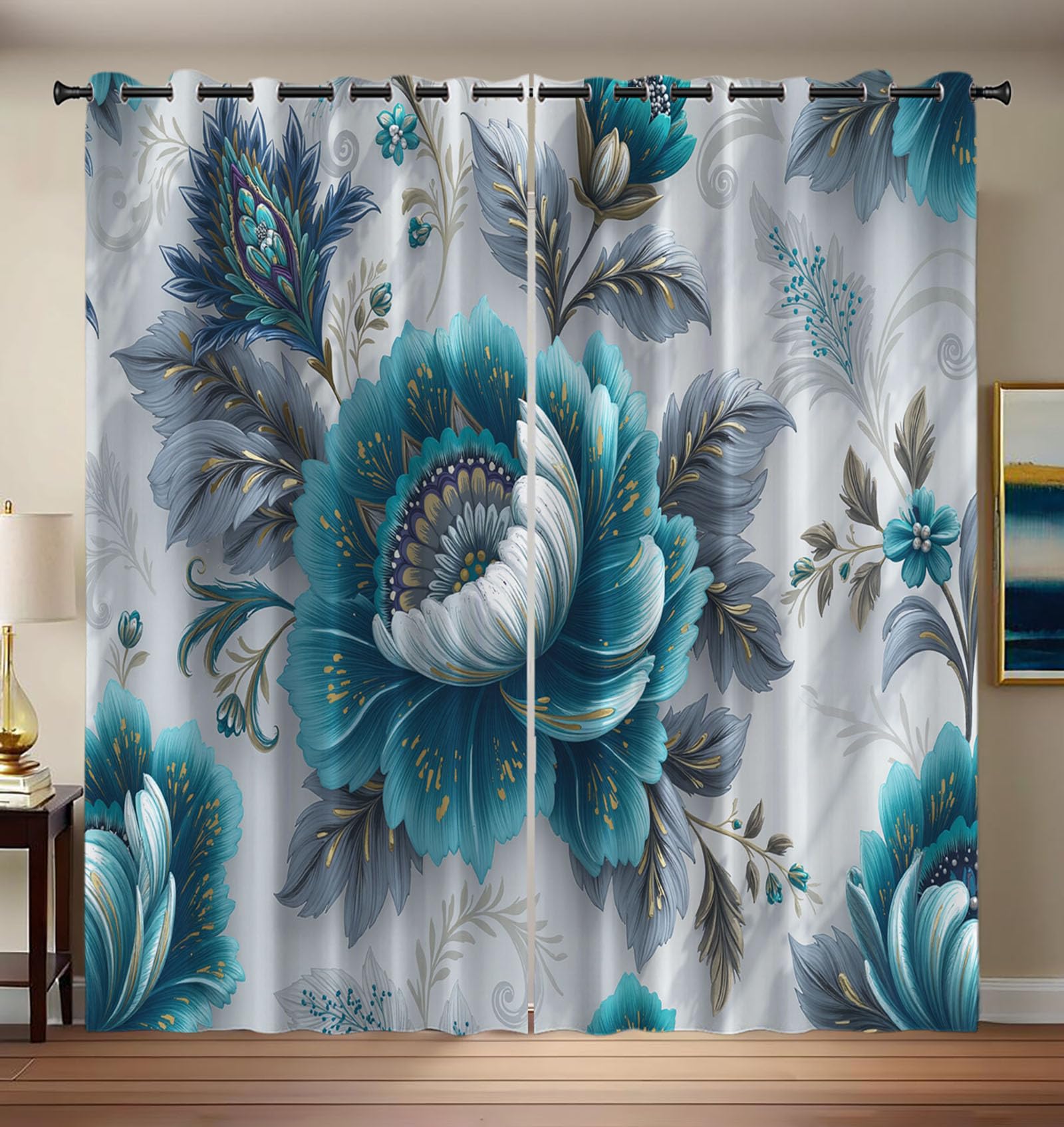 Rideaux occultants thermiques fleuris 132x213 cm isolant du froid chic