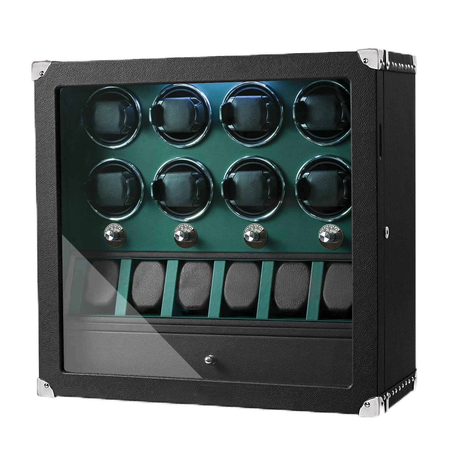 XTELARY - Reloj con cerradura para 2/4/6/8, con 3/6 ranuras de memoria, cajón de almacenamiento, 4 modos de rotación, luz LED blanca, motor súper silencioso