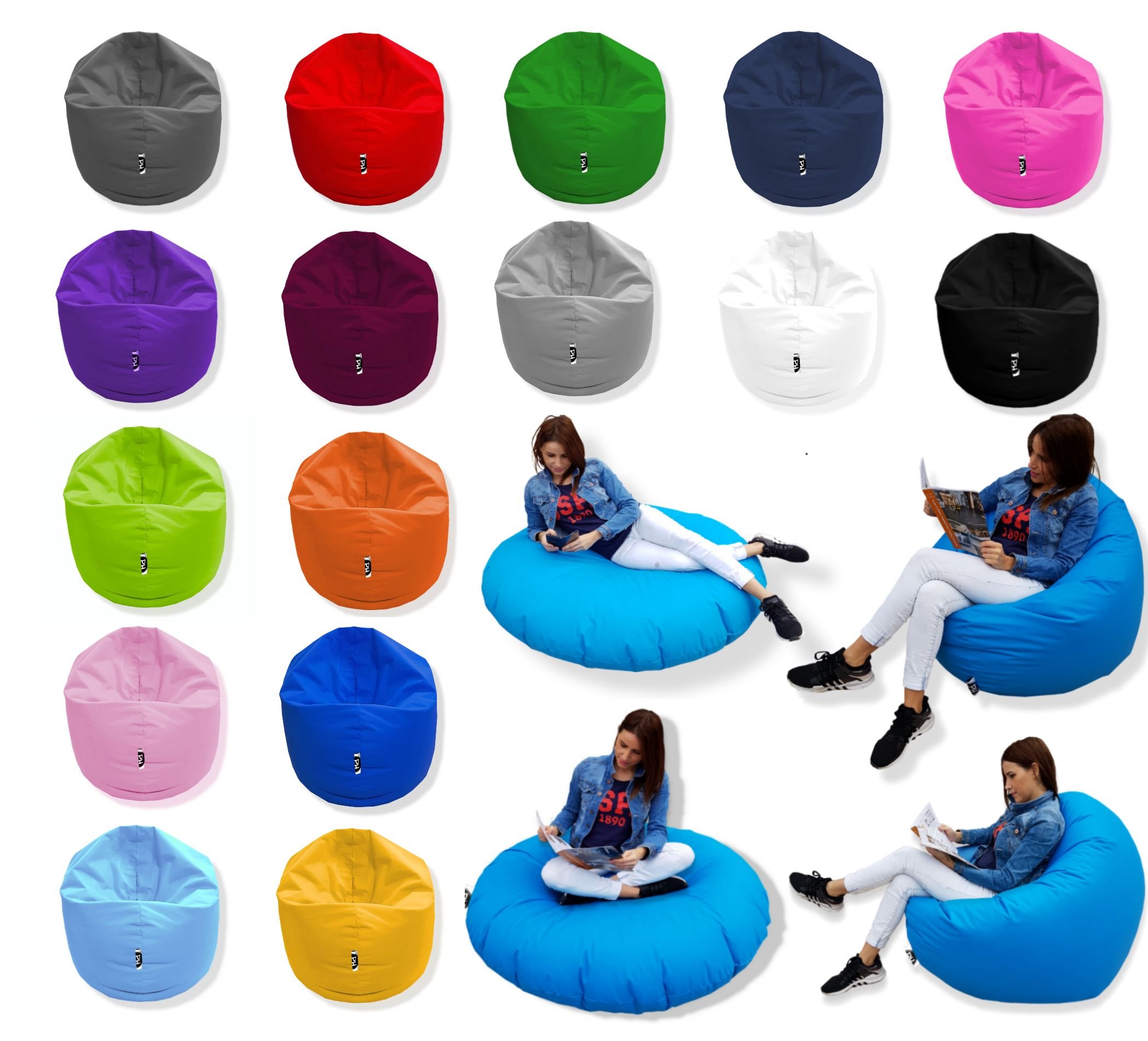PATCH HOME Patchhome 2-in-1 Function Bean Bag Seat Cushion 100 cm Diameter Pink 300 Litres in 25 Colours and 3 Different Sizes Ready Filled