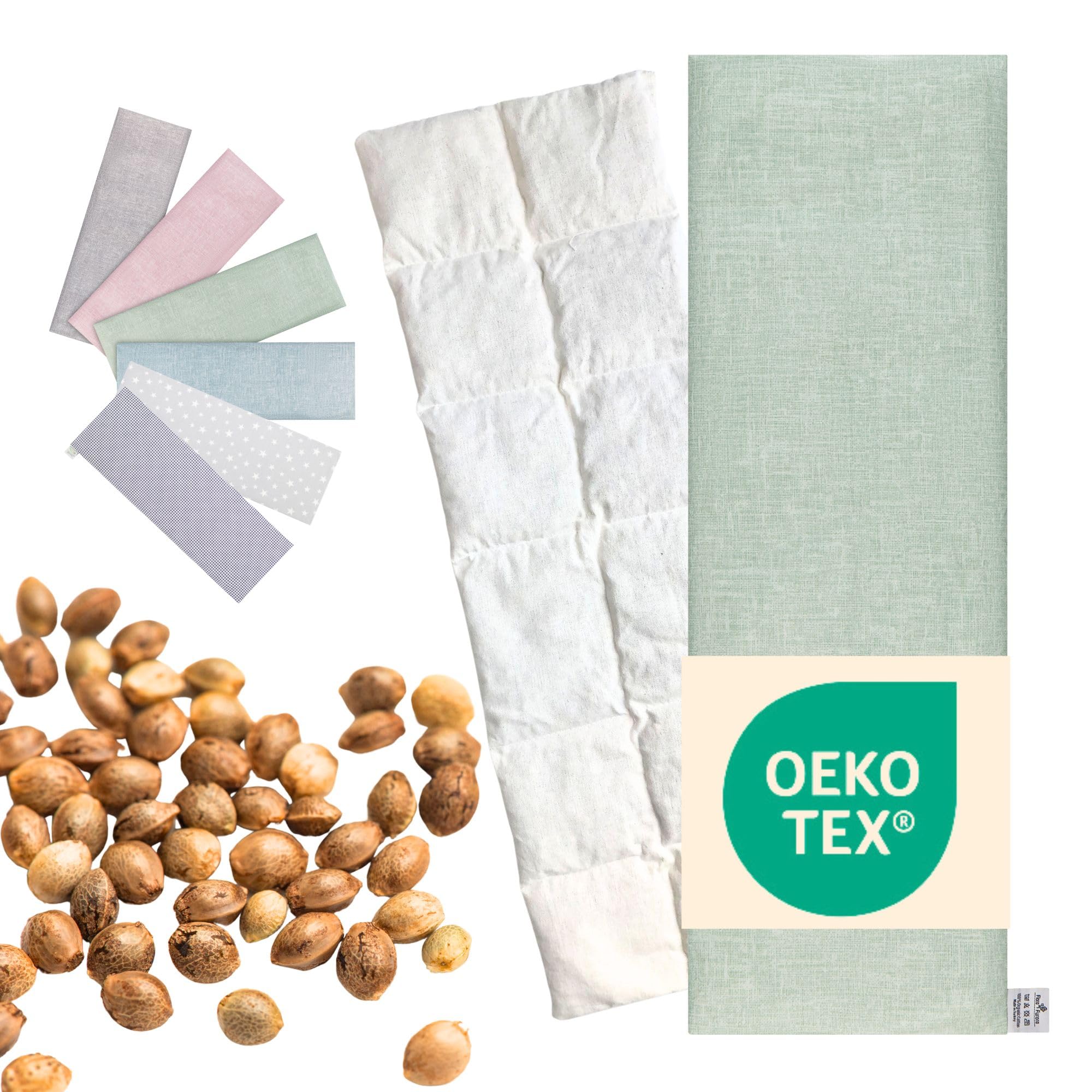 Cuscino Noccioli Ciliegia riscaldabile | Grande XXL lungo 60x20 cm | Cuscino Termico cervicale, semi di ciliegio: collo, spalle, schiena, stomaco | Senza sostanze nocive: certificato OEKO TEX