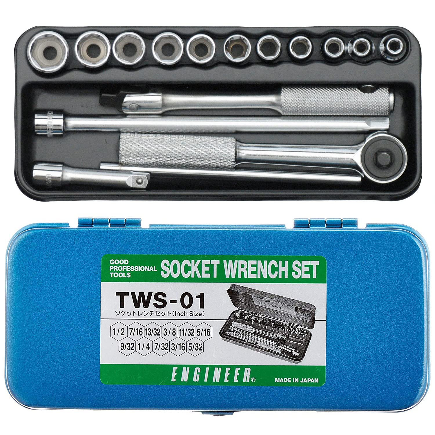ENGINEER TWS-01 Socket Wrench Set, 16 Piece Set (Inch Set)