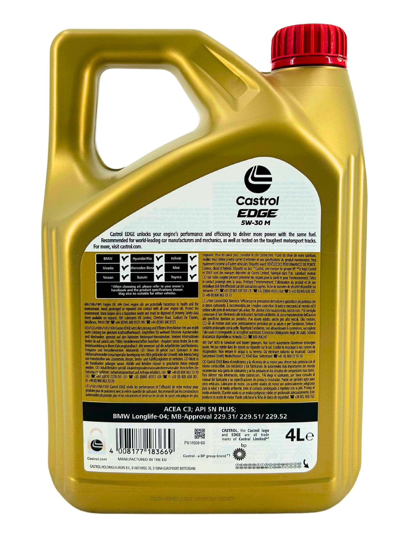 Castrol Olio motore Edge 5W-30 M olio motore Oil Engine Oil 15Bc8E 4L