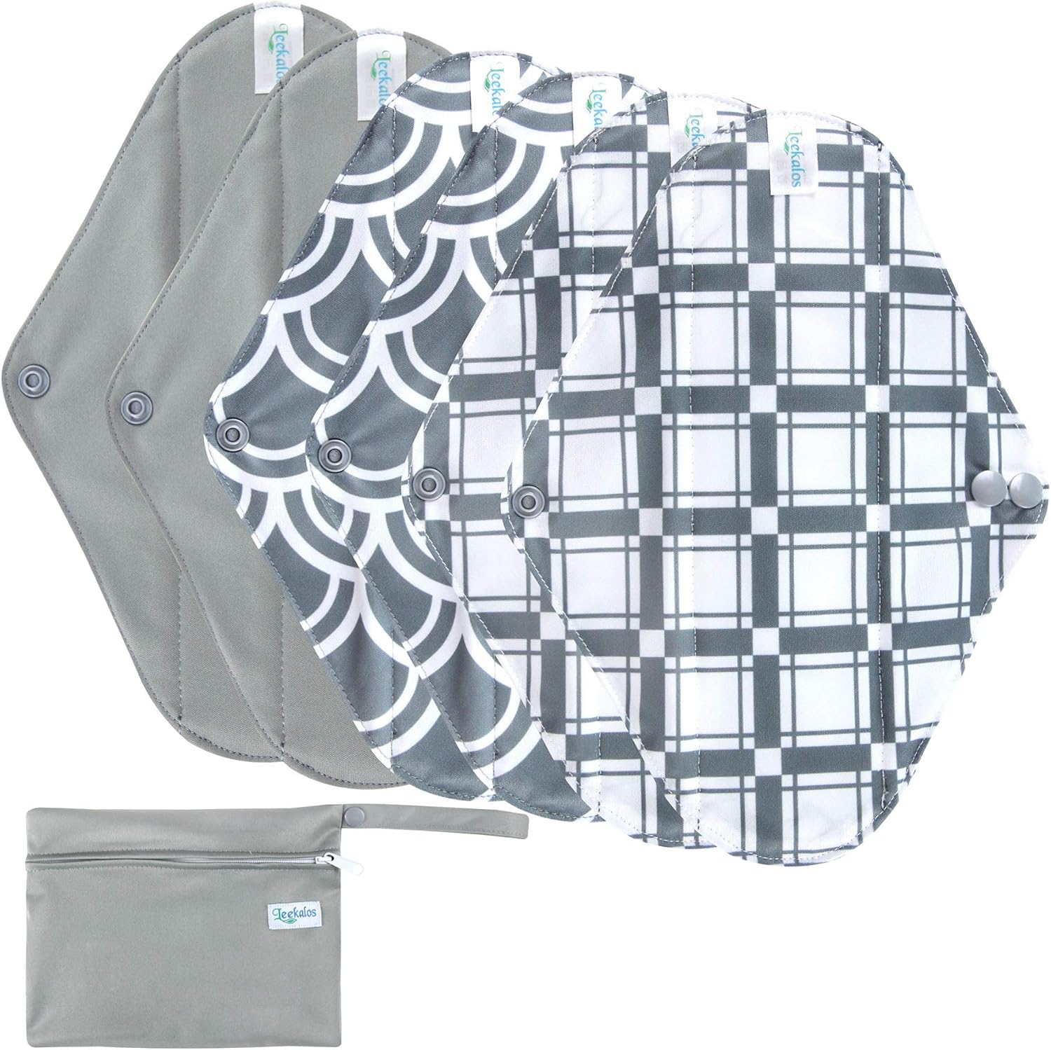 Leekalos Reusable Menstrual Pads – Bamboo Menstrual Cloth Pads | Light Incontinence Pads | Reusable Sanitary Pads – Pack of 6, 1 Cloth Mini Wet Bag Leekalos Reusable Menstrual Pads – Bamboo Menstrual Cloth Pads | Light Incontinence Pads | Reusable Sanitary Pads – Pack of 6, 1 Cloth Mini Wet Bag