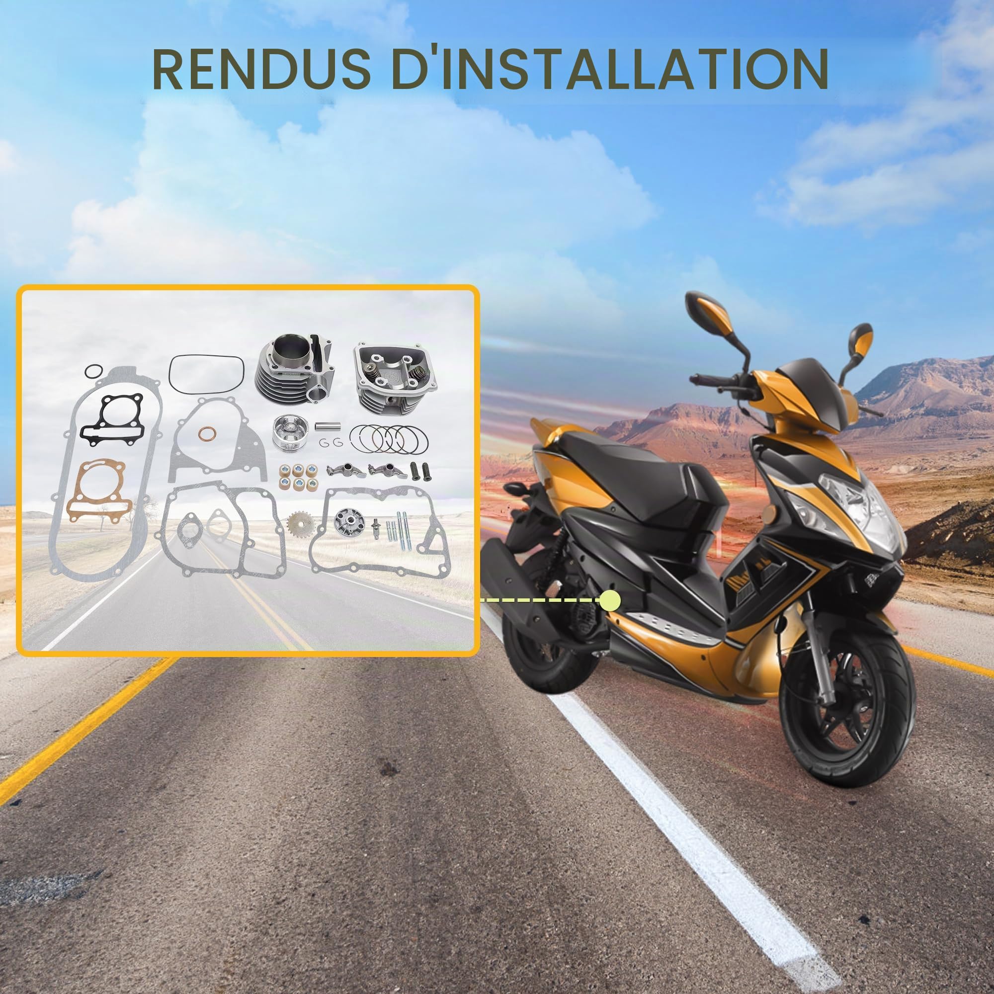 GOOFIT Kit Cylindre à tête Chinoise Remplacement pour Scooter de 57,4 mm de diamètre 150 CC GY6
