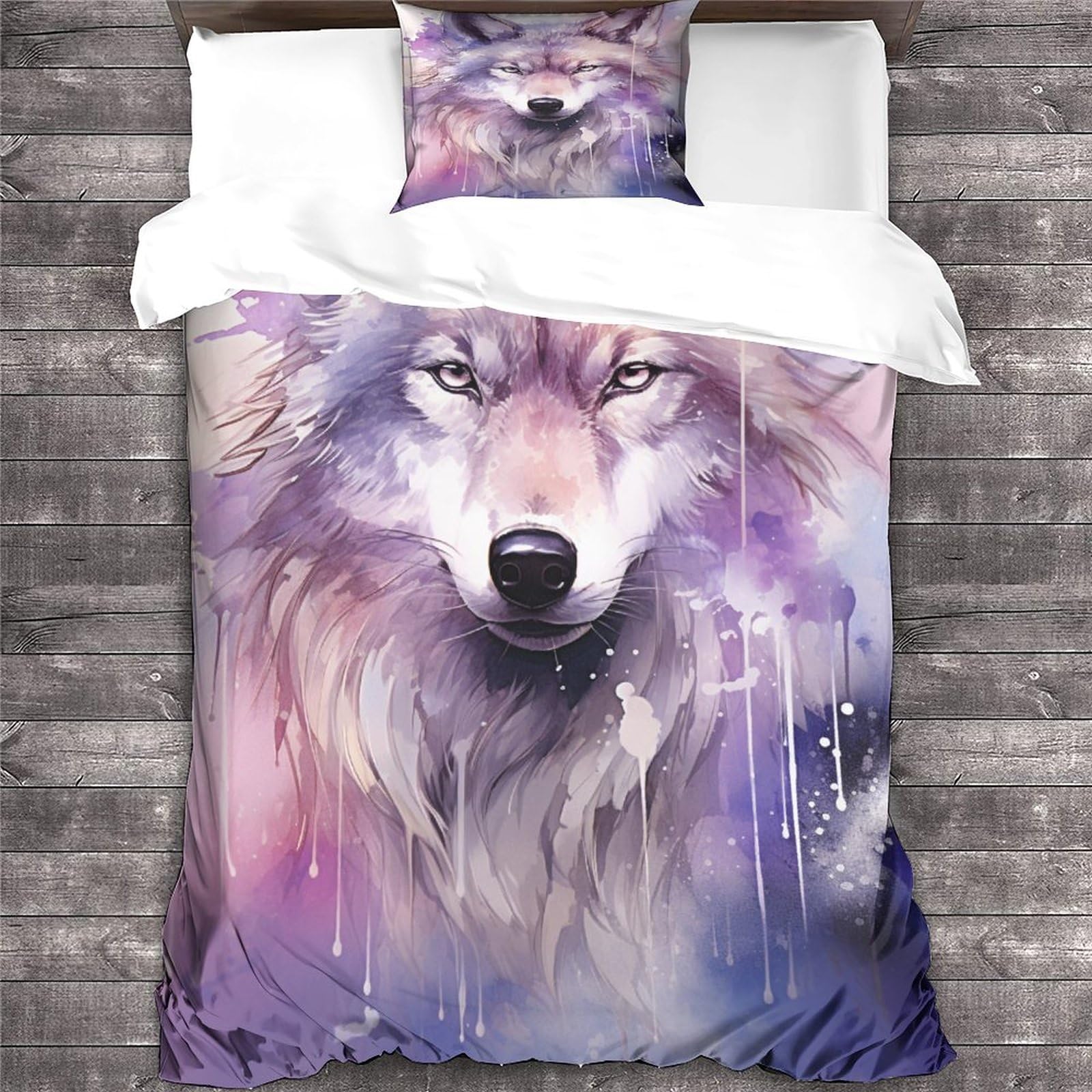 Set Biancheria Da Letto Lupo 3D Per Ragazzi - Copripiumino E 2 Federe In Microfibra, 220x240 Cm - Foto 3