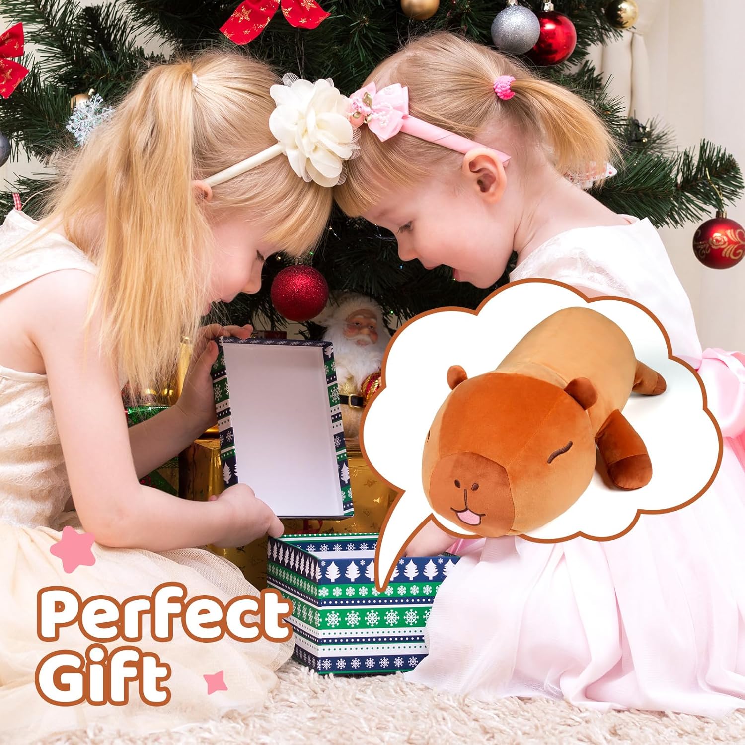 Puffpals Weighted Plush, Cute Capybara Weighted Stuffed Animal with Beads, Soft Sensory Plush Pillow Toy for Kids & Adults(14in, 1.5lbs)