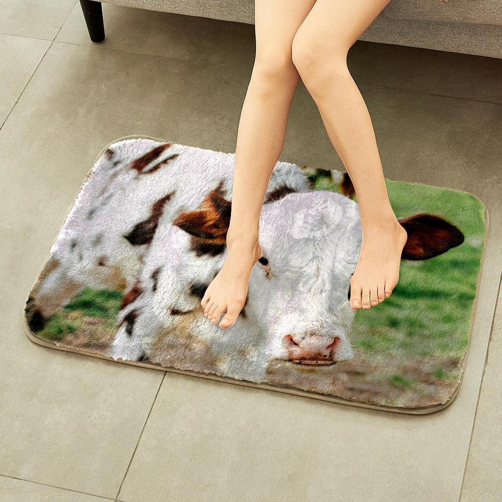 Kunstfell-Teppich, Kuh auf dem Bauernhof, flauschiger Bereich, ultraweich für Schlafzimmer, Wohnzimmer