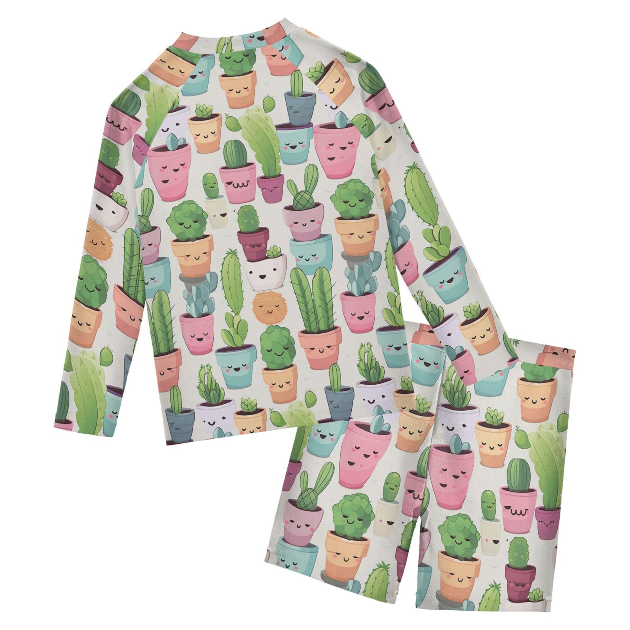 Cactus Cute Toddlers and Baby Boys' Swimsuit Trunk and Rashguard Set B0402409