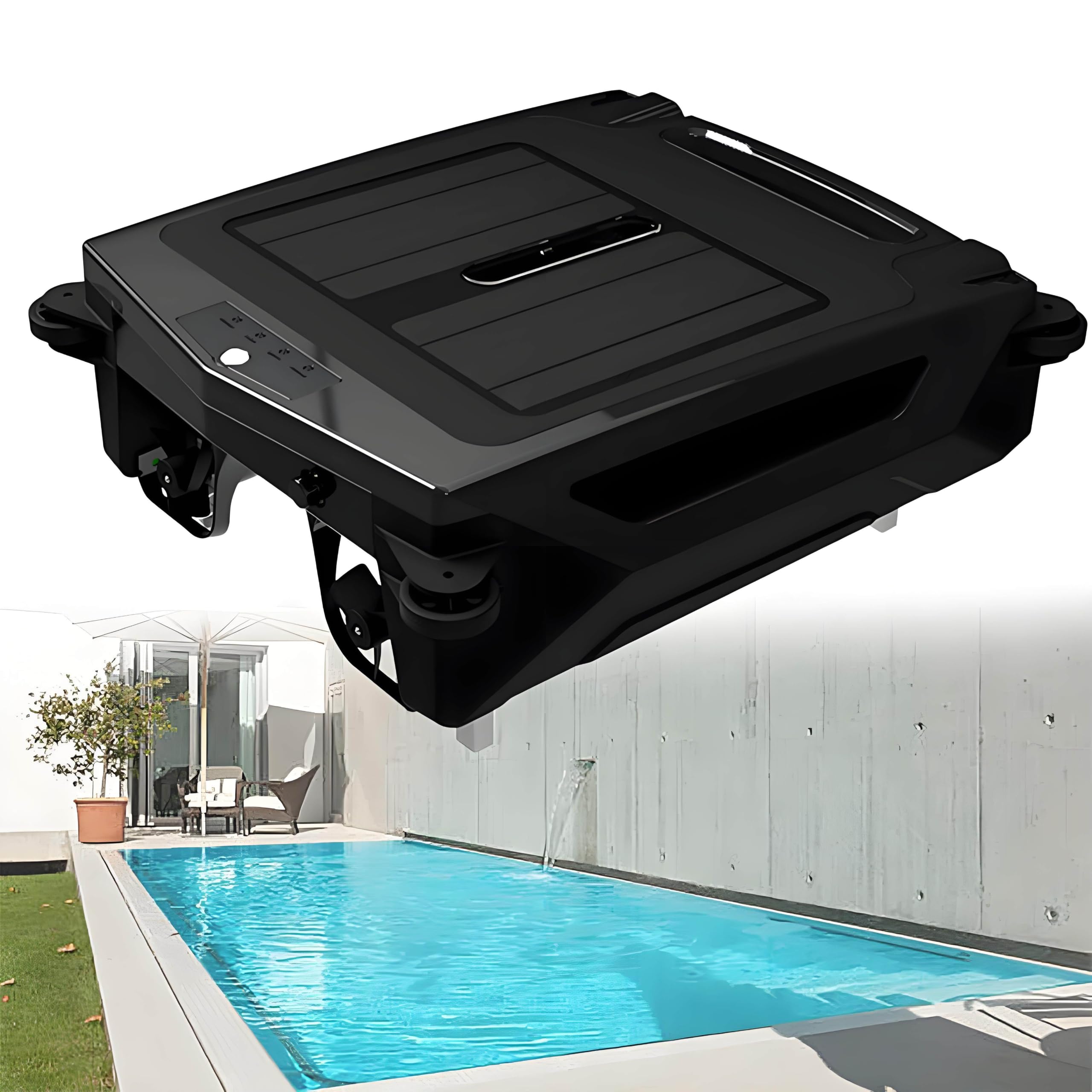 LJLYYDS Automatic Pool Skimmer Cleaner Robot,Pool Cleaner Robot,Solar Pool Skimmer Basket Cleaner Robotic with Automatic Obstacle Avoidance Dual Charging Options,80㎡ 450um,for Home Use