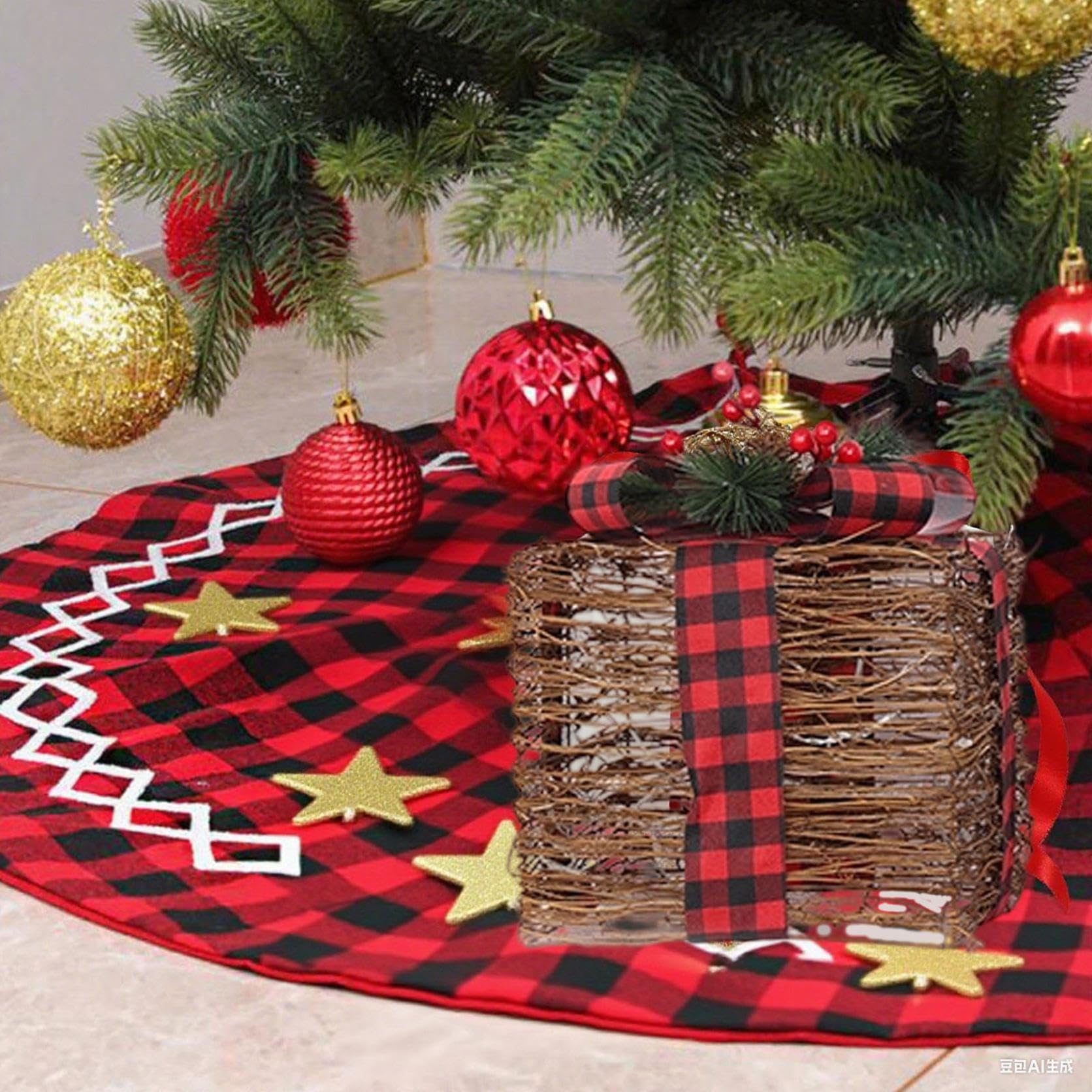 Scatole regalo natalizie illuminate con nastro rosso, materiale metallico affidabile, set di 3 scatole regalo illuminate, LED giallo caldo con fiocchi, per albero di Natale interno, cortile