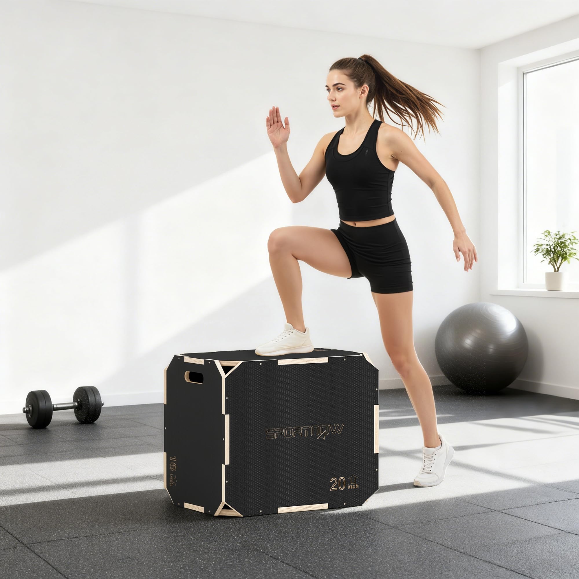 SPORTNOW 3 en 1 boîte pliométrique en Bois pour entraînement au Saut, Box Jump antidérapant et sans Coins, plyo Box pour Exercices de Gym à Domicile et entraînement en Plein air, Noir