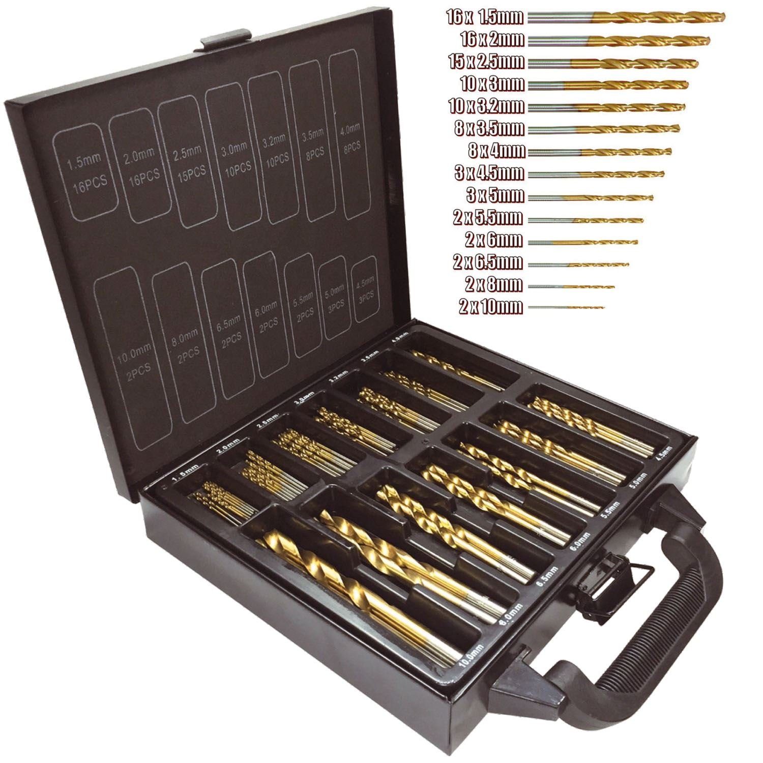 Taylor & Brown 99Pcs Titanium Coated Hss Twist Drill Bit Set1.510mm For WoodPlasticMetalAluminiumCopperIron from B&Q