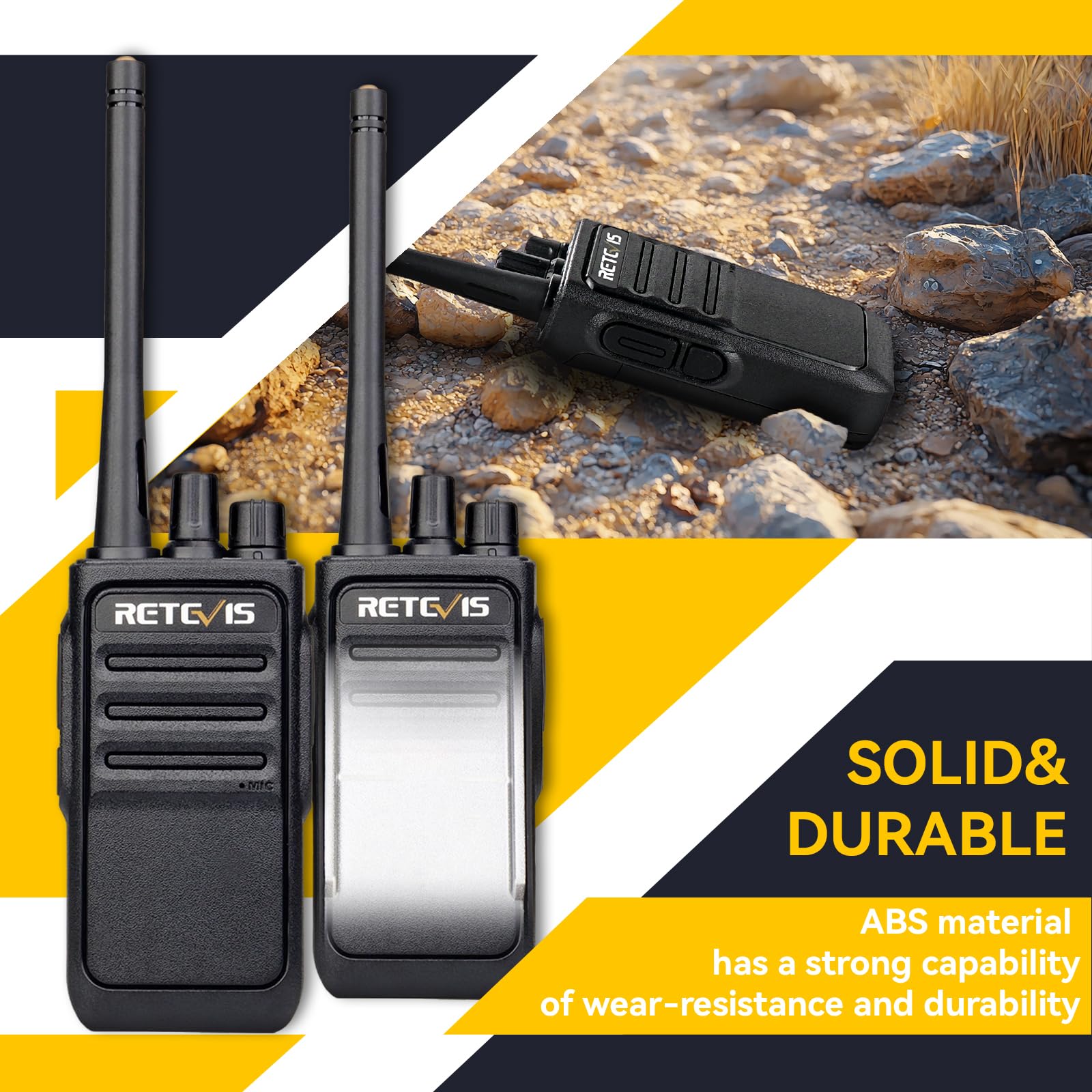 Retevis RT617 Walkie Talkie, 16 Kanałów Krótkofalówki, 1200 mAh, VOX, Mikrofon Niemagnetyczny, Radio Pmr Bez Licencji, Akumulator, Podróż, Przygoda Na Świeżym Powietrzu(1 Para, Czarny)