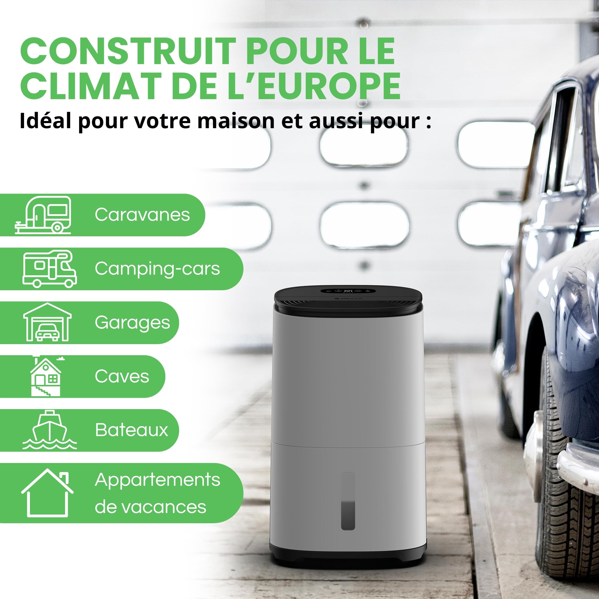 Meaco AreteOne® 10L Déshumidificateur & Purificateur d'air HEPA pour une grande maison de 42m² Élimine la condensation et l'humidité et purifie l'air