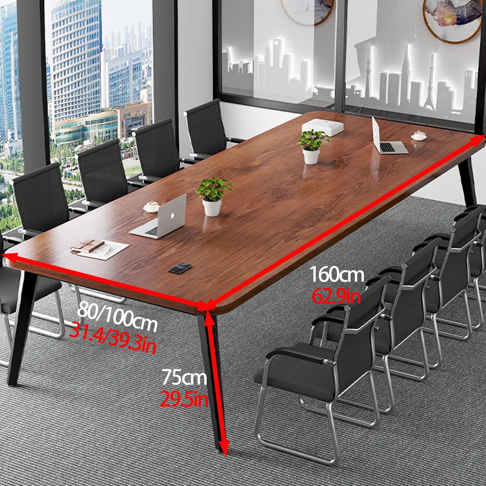 Tavolo da Conferenza Piccolo, for 4 Persone, Scrivania for Seminari E Formazione, Scrivania for Computer Dal Design Salvaspazio, Tavolo Da Riunione Rettangolare(Black,62.9x39.3in/160x100cm)
