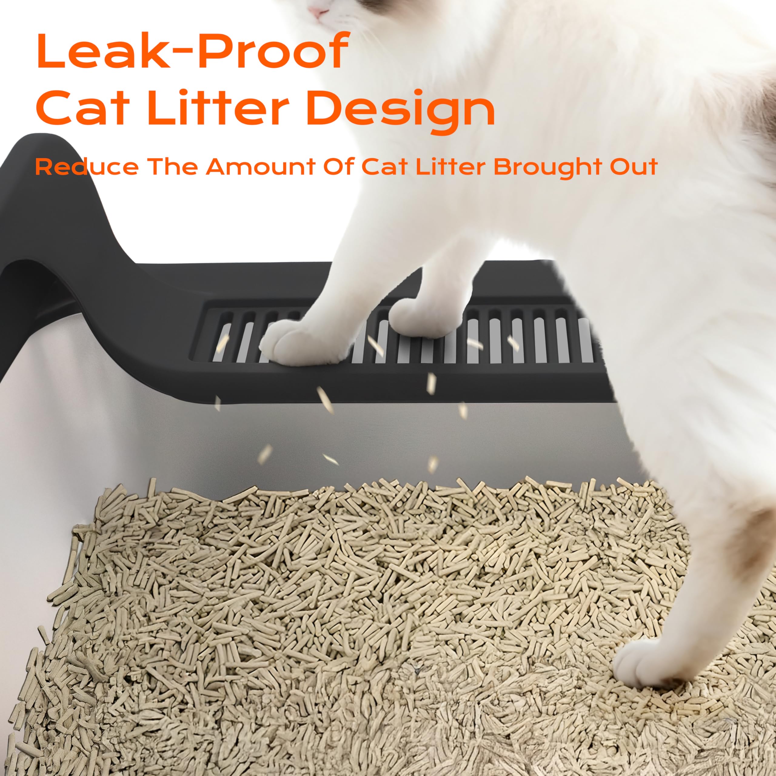 XXL Stainless Steel Cat Litter Box with Lid, 3-in-1 Enclosed Top Entry Metal Litter Box for Large & Multi Cats, Non-Stick & Leak-Proof, Odor Control, Easy-Clean - image 6
