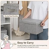 Vista 5 de GRANNY SAYS Storage Bins with Lids, Keepsake Memory Box, Storage Basket with Lid, Closet Storage Organizer Bins, Decorative Storage Boxes, Gray