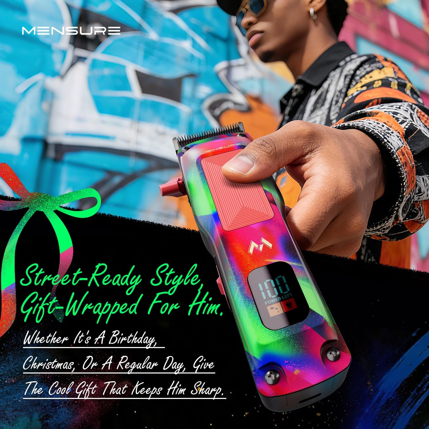 Mensure Professional Hair Clippers for Men, 7500RPM Metal Barber Clippers with Graffiti Design, Zero-Gapped Adjustable Blade, Cordless Clippers Kit with Color Guide Combs & Storage Bag - Image 4