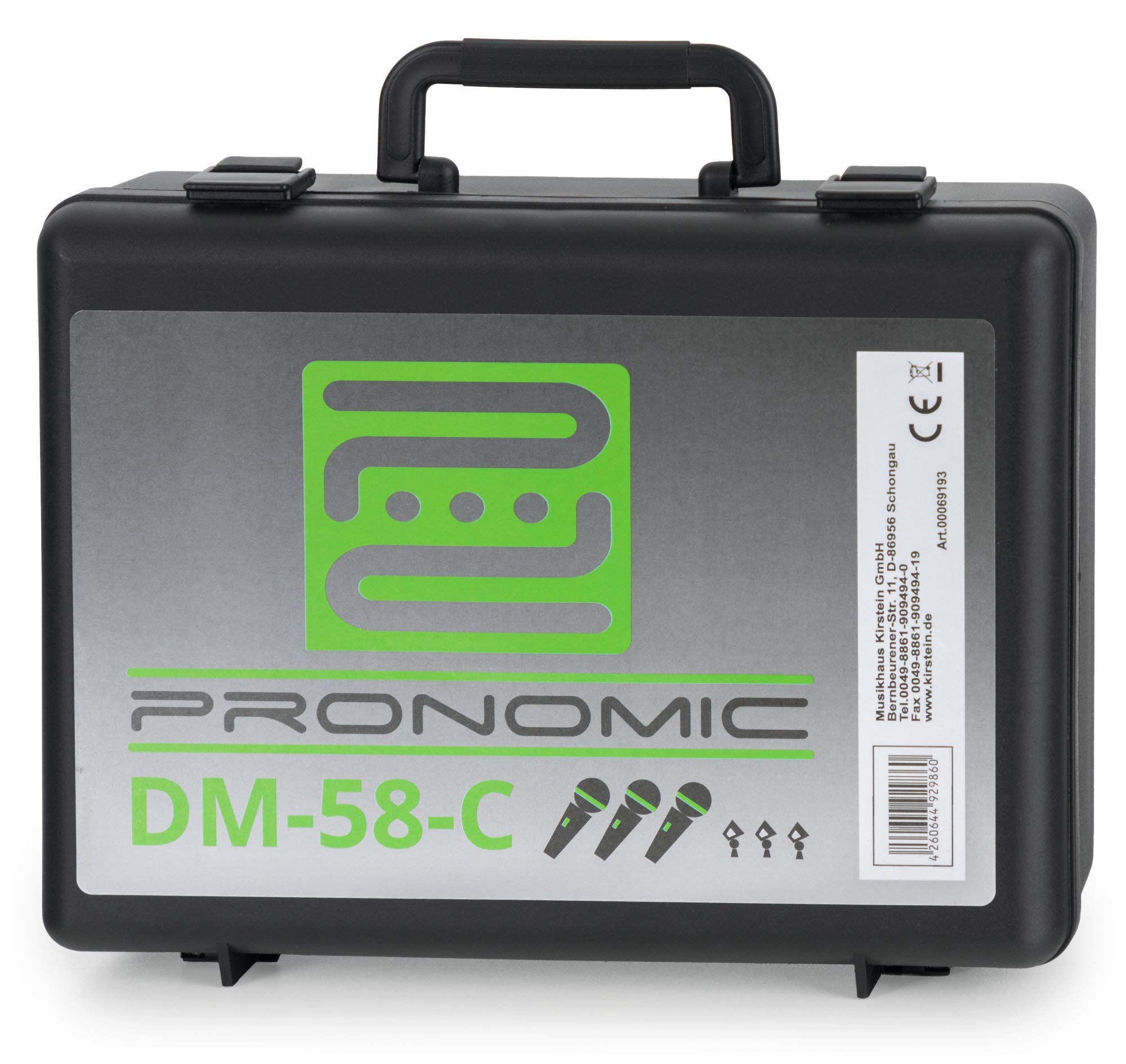 Pronomic DM-58-C Micrófono Vocal Set de 3 en Maletín, Cápsula: dinámica | Micrófonos versátiles para voz y canto, También aptos para captación de instrumentos, Sonido extremadamente equilibrado, 5 mm