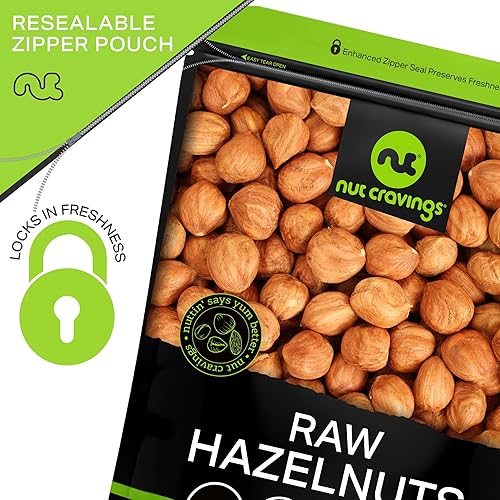 Miniatura 6 de NUT CRAVINGS - Avellanas crudas Filberts con piel - Sin sal, sin cáscara, (48oz - 3 LB) Nueces a granel empaquetadas frescas en bolsa resellable -