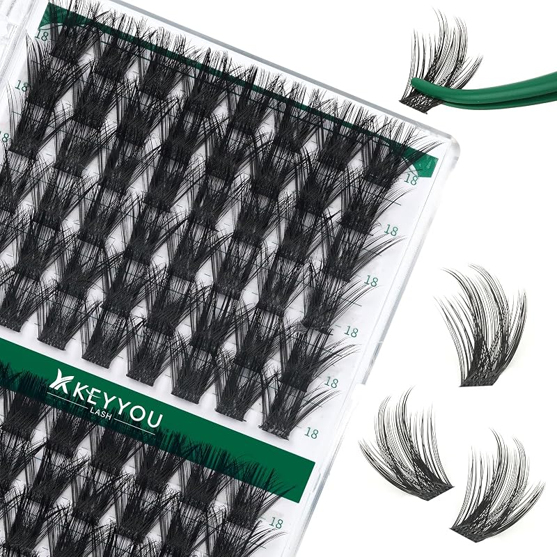 Cílios Postiços em Clusters KEYYOU D Curl 18 mm Y22, 96 unidades