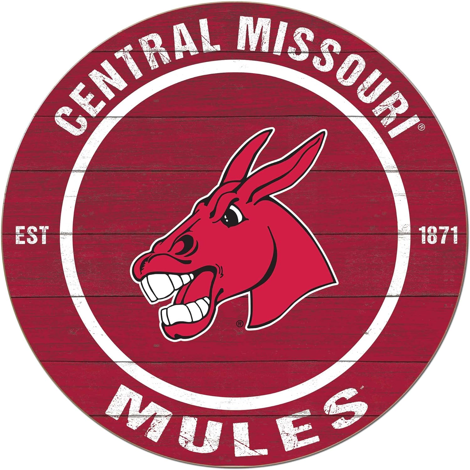 KH Sports Fan Central Missouri Mules Colored Circle Sign, 20x20 Inches, Mules Decor for Dorm, Bedroom, Fan Cave, Living Room; Display Your Team Spirit with This Unique Central Missouri Mules Wall Art
