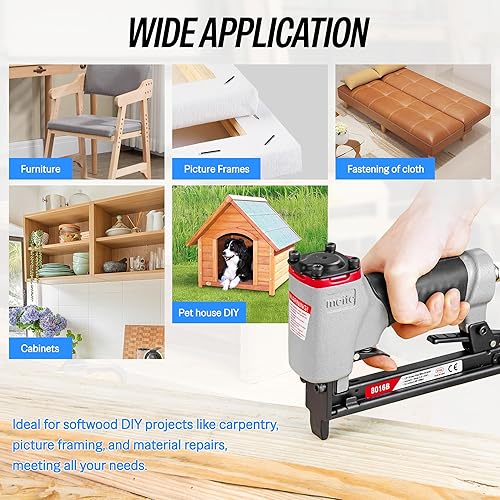 Miniatura 6 de meite 8016B - Engrapadora de tapicería, calibre 21, corona de 12 pulgada, grapadora neumática de alambre fino de 14 a 58 pulgadas