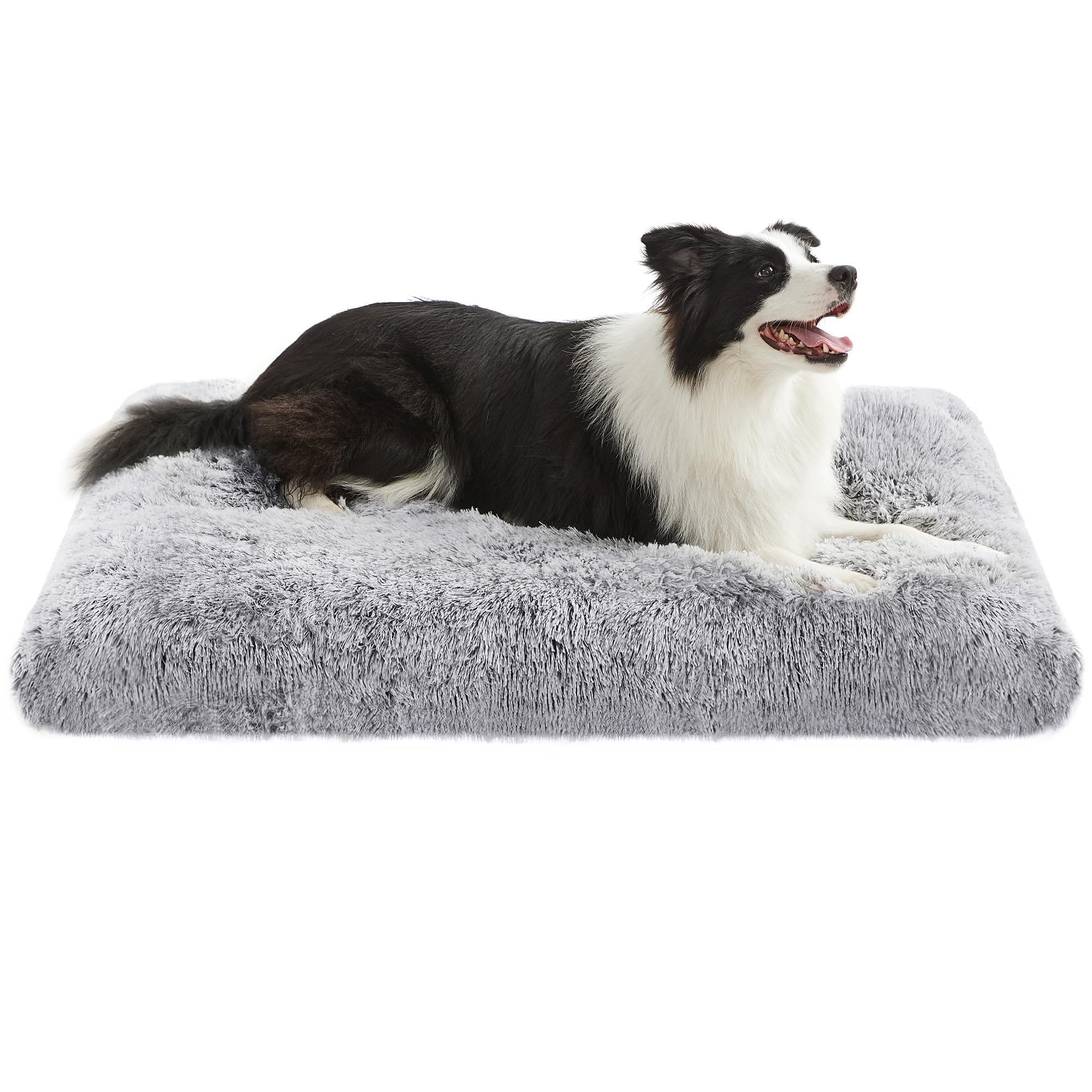 Feandrea Cuccia per Cani, Tappetino per Animali di Peluche Morbida, 105 x 68 cm, Imbottitura Soffice, Lavabile, Cuscino per Cani Multiuso, Grigio Ombré PGW206GA01