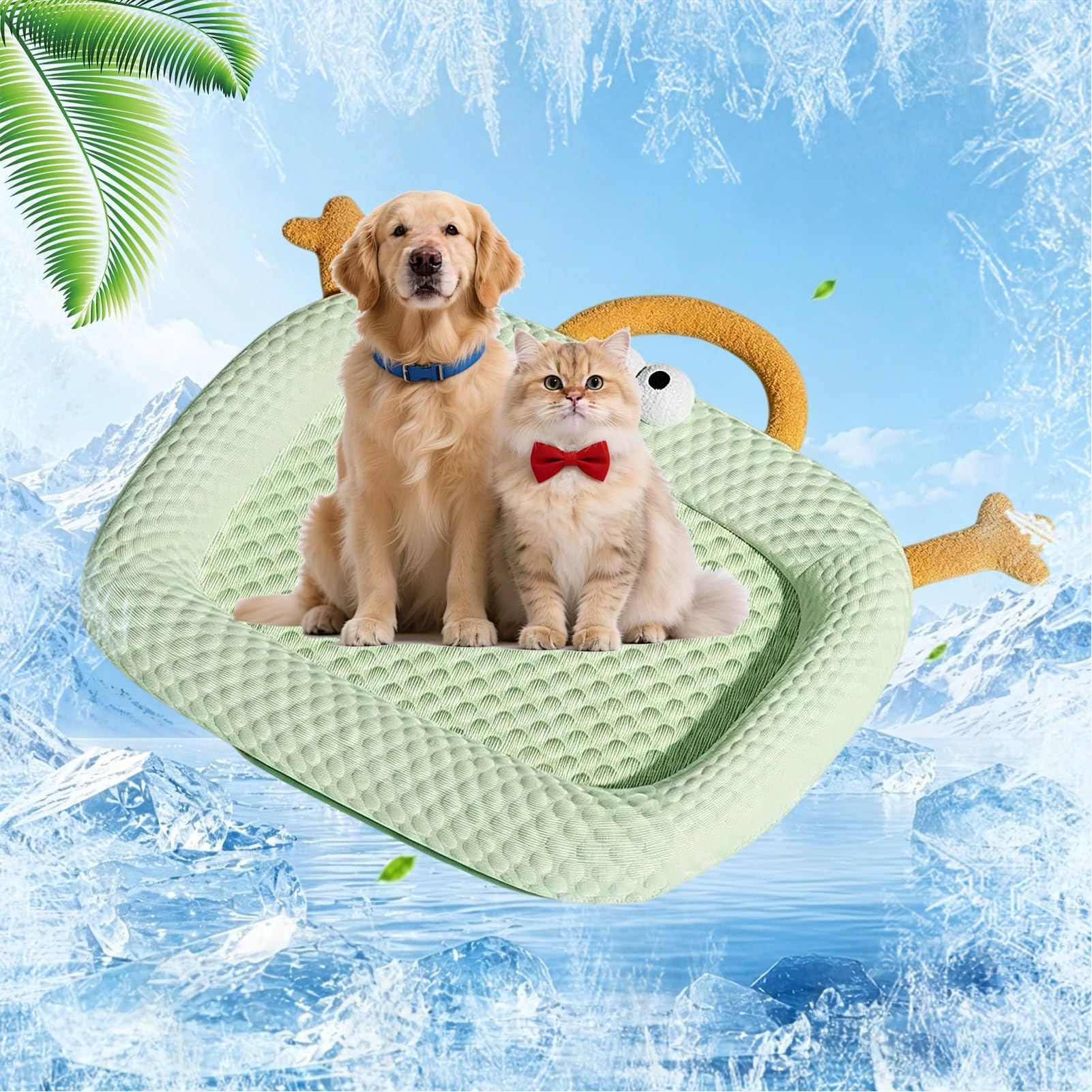 Indoor Cooling Mat for Dogs, Cat Cooling Bed(Green,S-45 x 35cm)