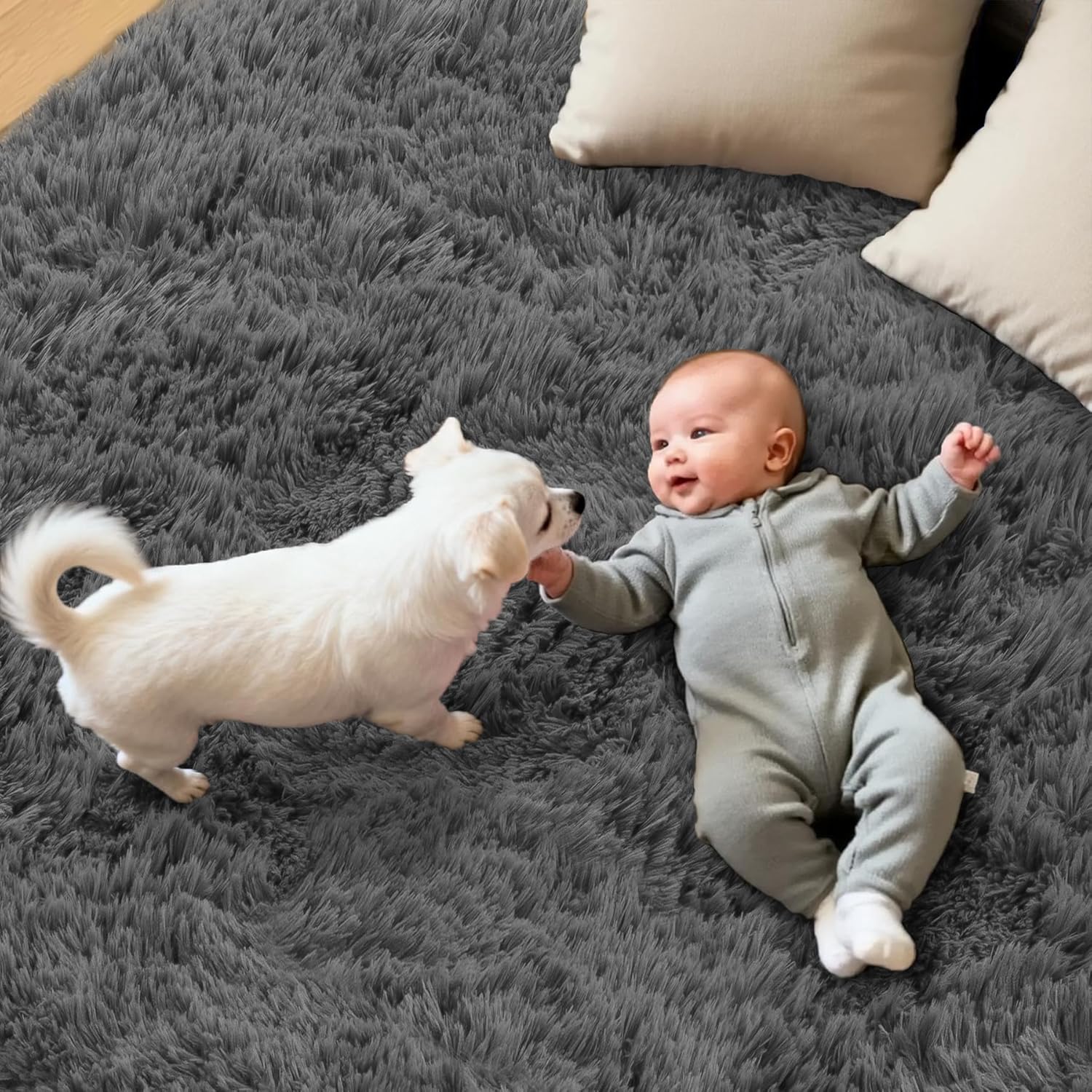 5x7 Area Rug for Living Room: Ultra Soft Fluffy Rug Modern Large Thicked Shag Rug for Bedroom Non Slip Indoor Fuzzy Carpets for Girls Kids Room Nursery Dorm Home Decor Grey - Image 9