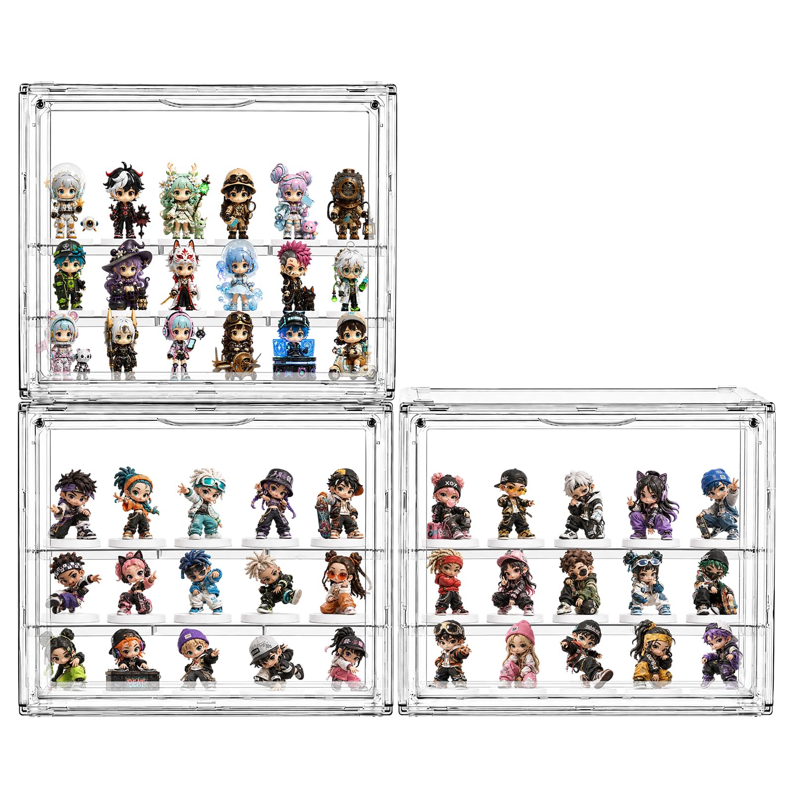 Acrylic Display Case, Clear Display Box Dustproof Display Case (3Pcs）