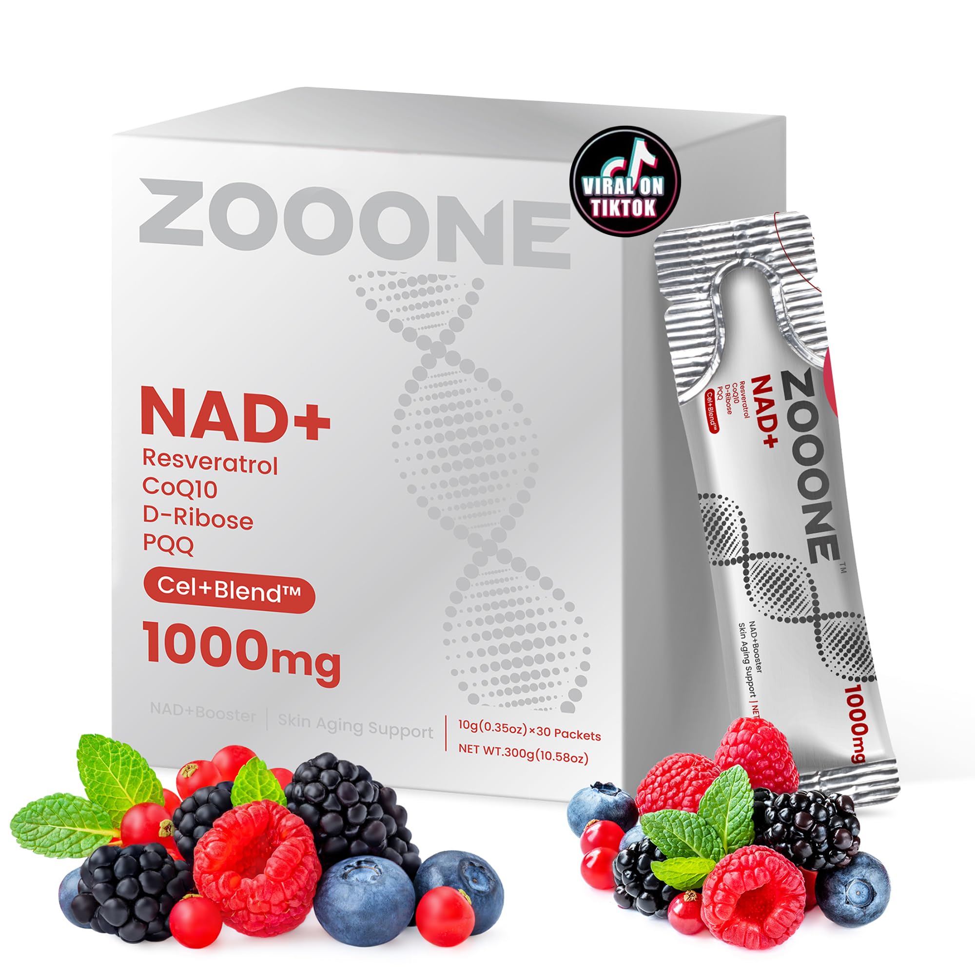 zooone- NAD+ Supplement 30pcs, Premium Nicotinamide Riboside & Resveratrol, DNA Repair & Healthy Aging, Advanced NAD Supplement for Men & Women, Boosts Cellular Energy