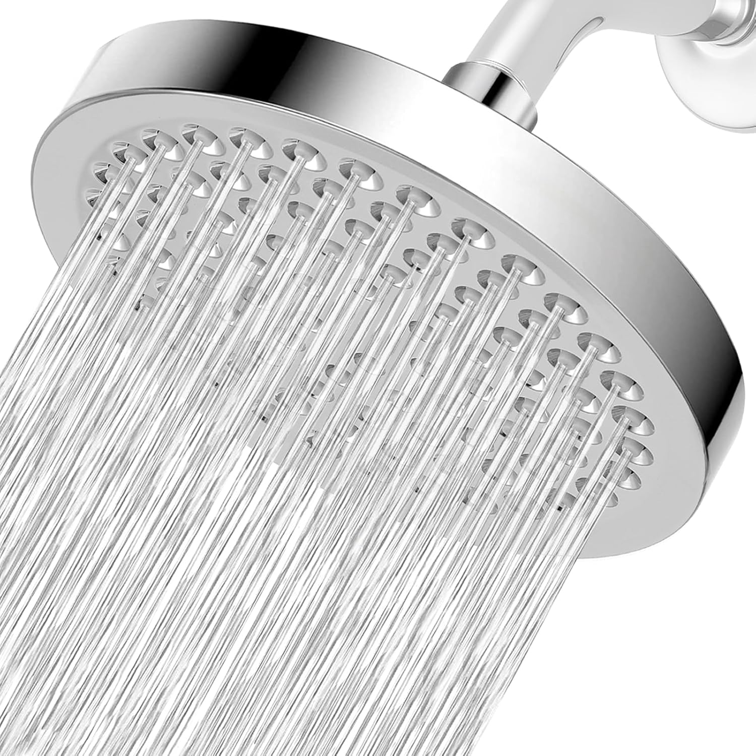 High Pressure Rain Shower Head - High Flow Rainfall Showerhead - Luxury Modern Look - Pressure Boosting Bathroom Shower Heads (6 inches, Chrome)