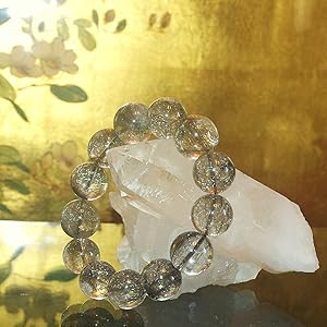 Amazon | theory xyz ルチルクォーツ ブレスレット メンズ 極上 18mm玉